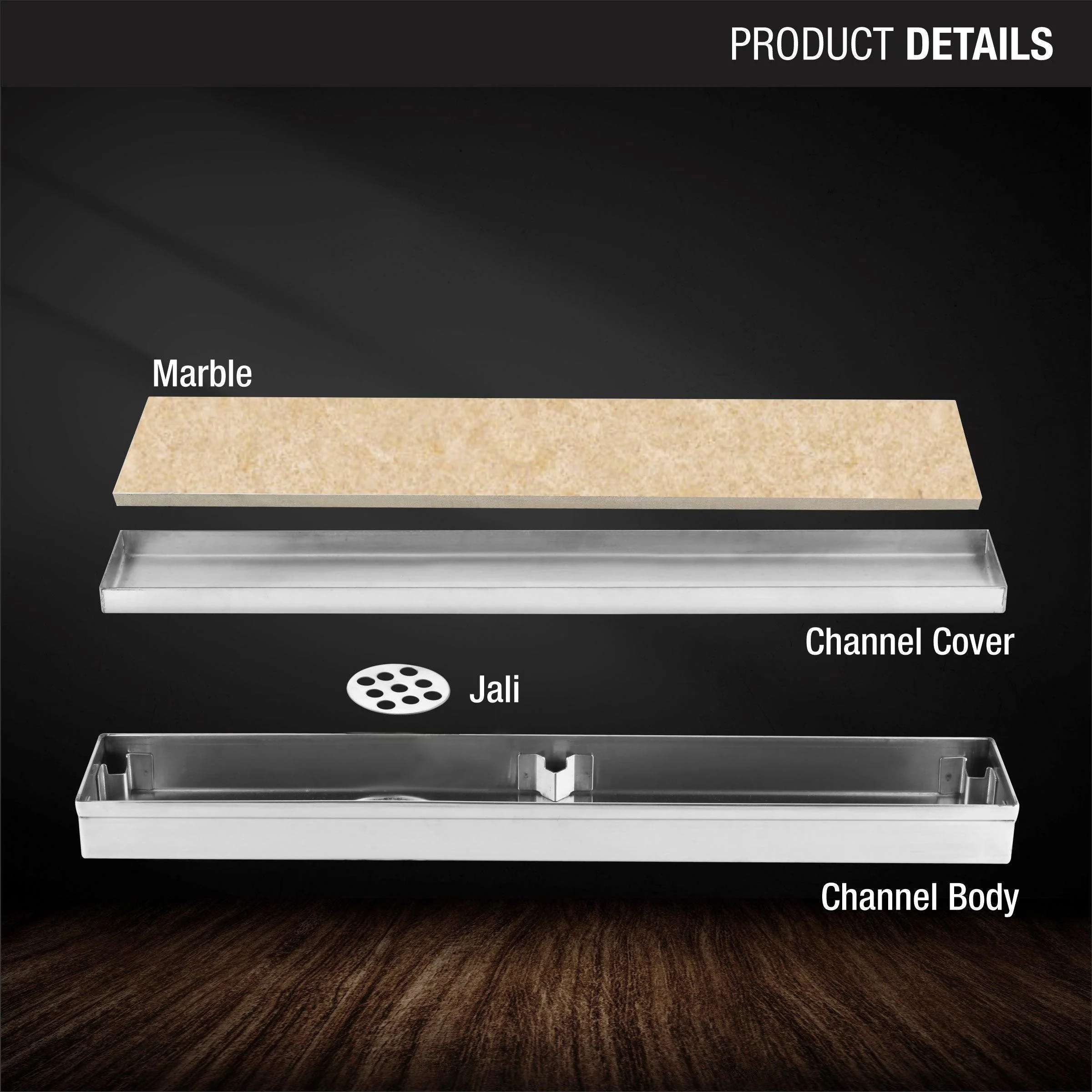 Marble Insert Shower Drain Channel (32 x 2 Inches) - LIPKA - Image 3