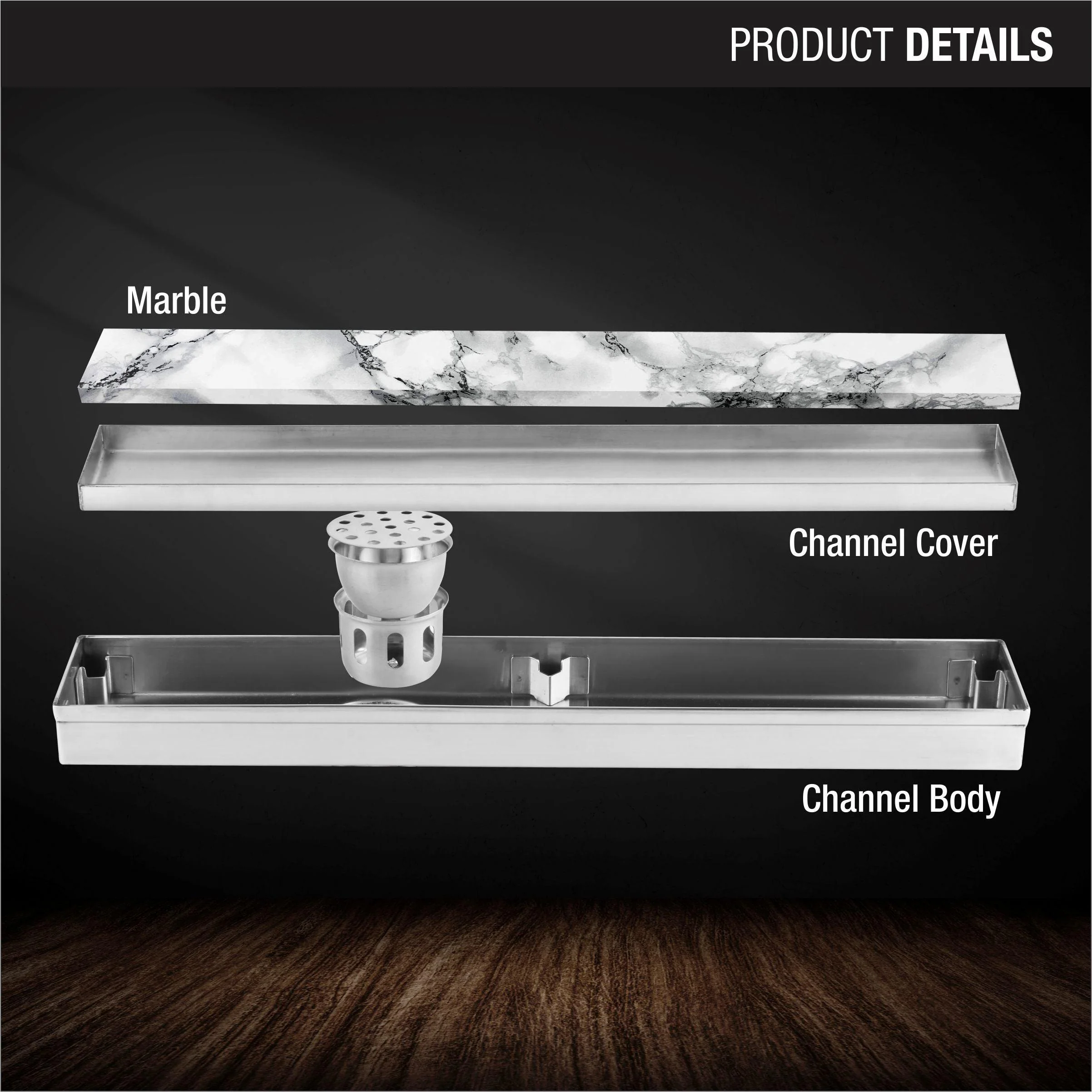 Marble Insert Shower Drain Channel (32 x 3 Inches) - LIPKA - Image 3