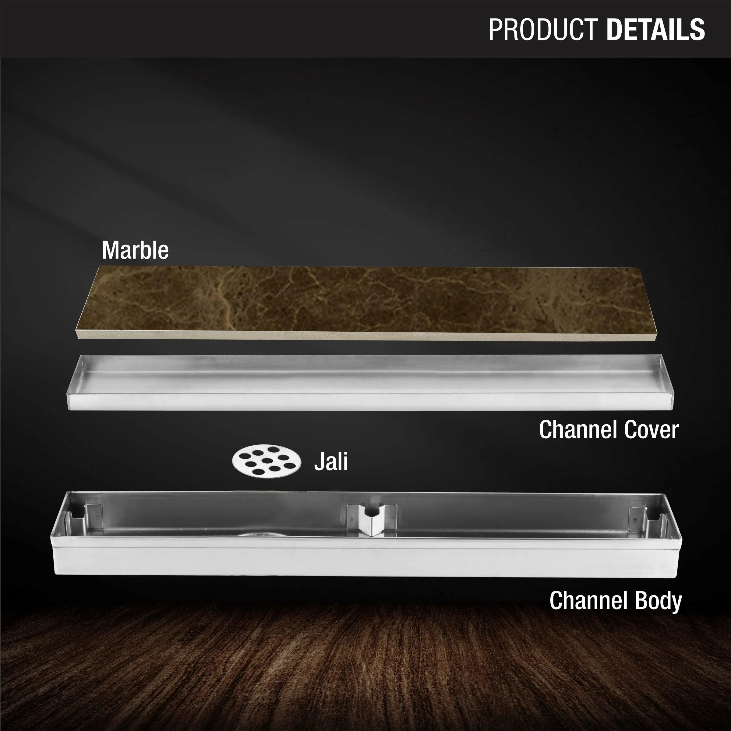Marble Insert Shower Drain Channel (40 x 2 Inches) - LIPKA - Image 3