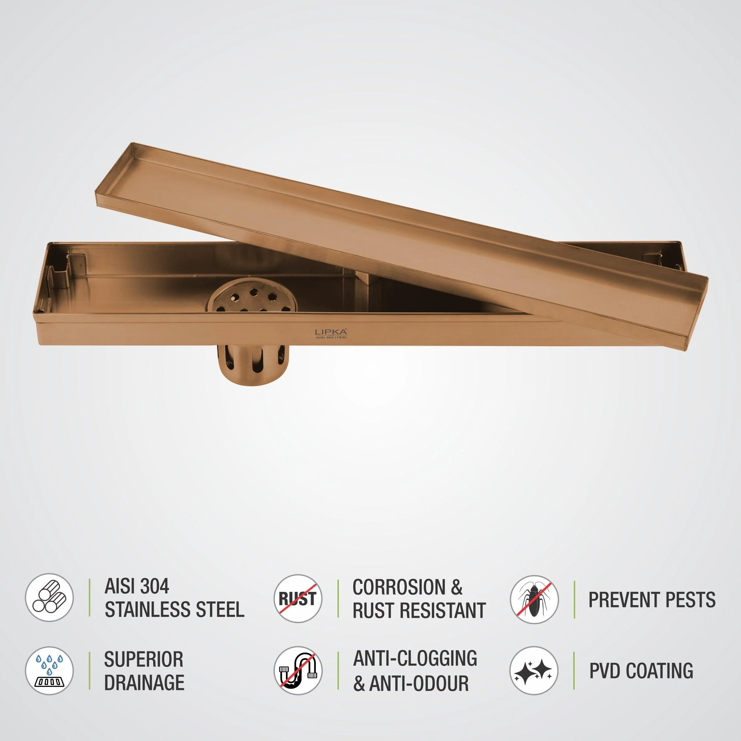 Marble Insert Shower Drain Channel - Antique Copper (24 x 3 Inches) - LIPKA - Image 4