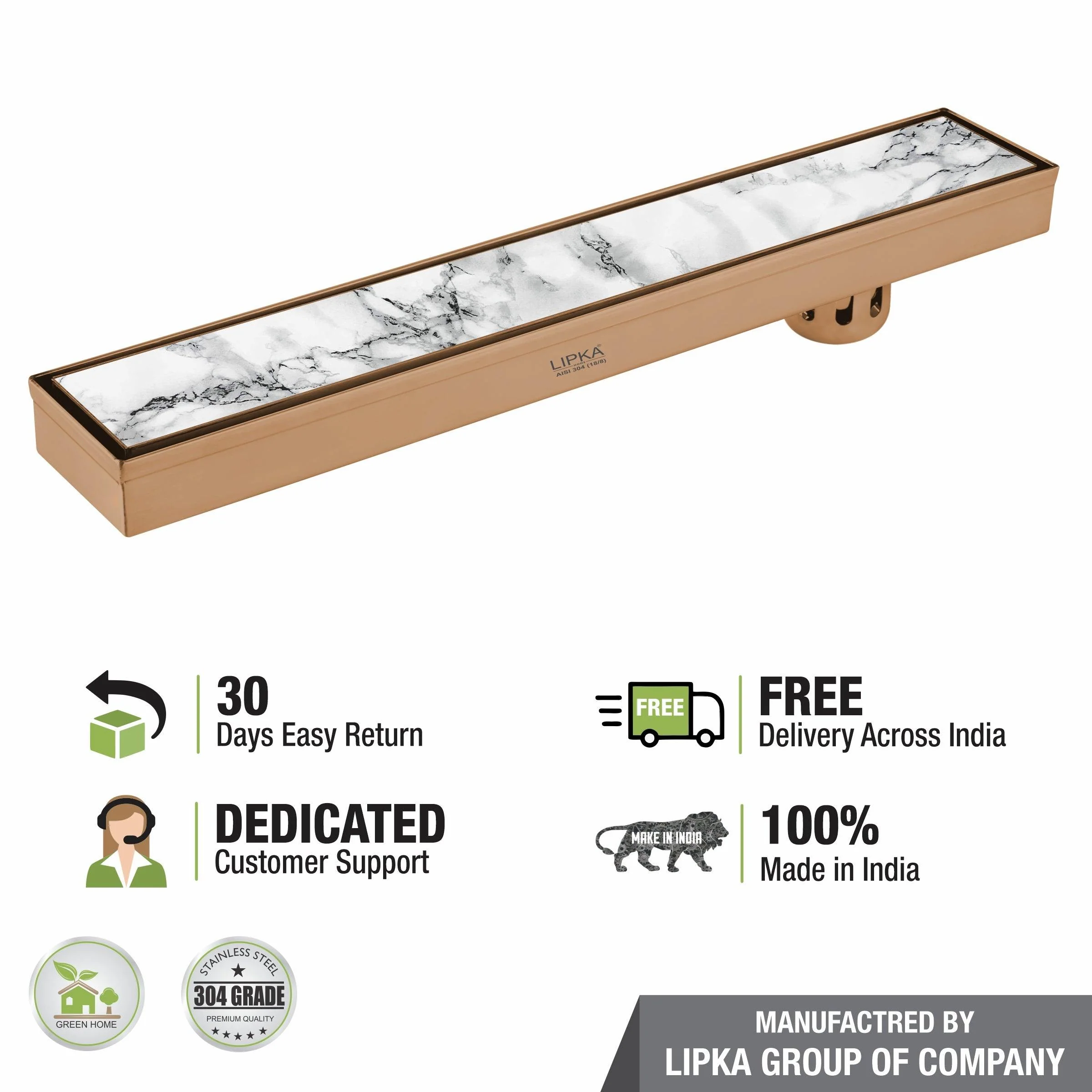 Marble Insert Shower Drain Channel - Antique Copper (24 x 3 Inches) - LIPKA - Image 6