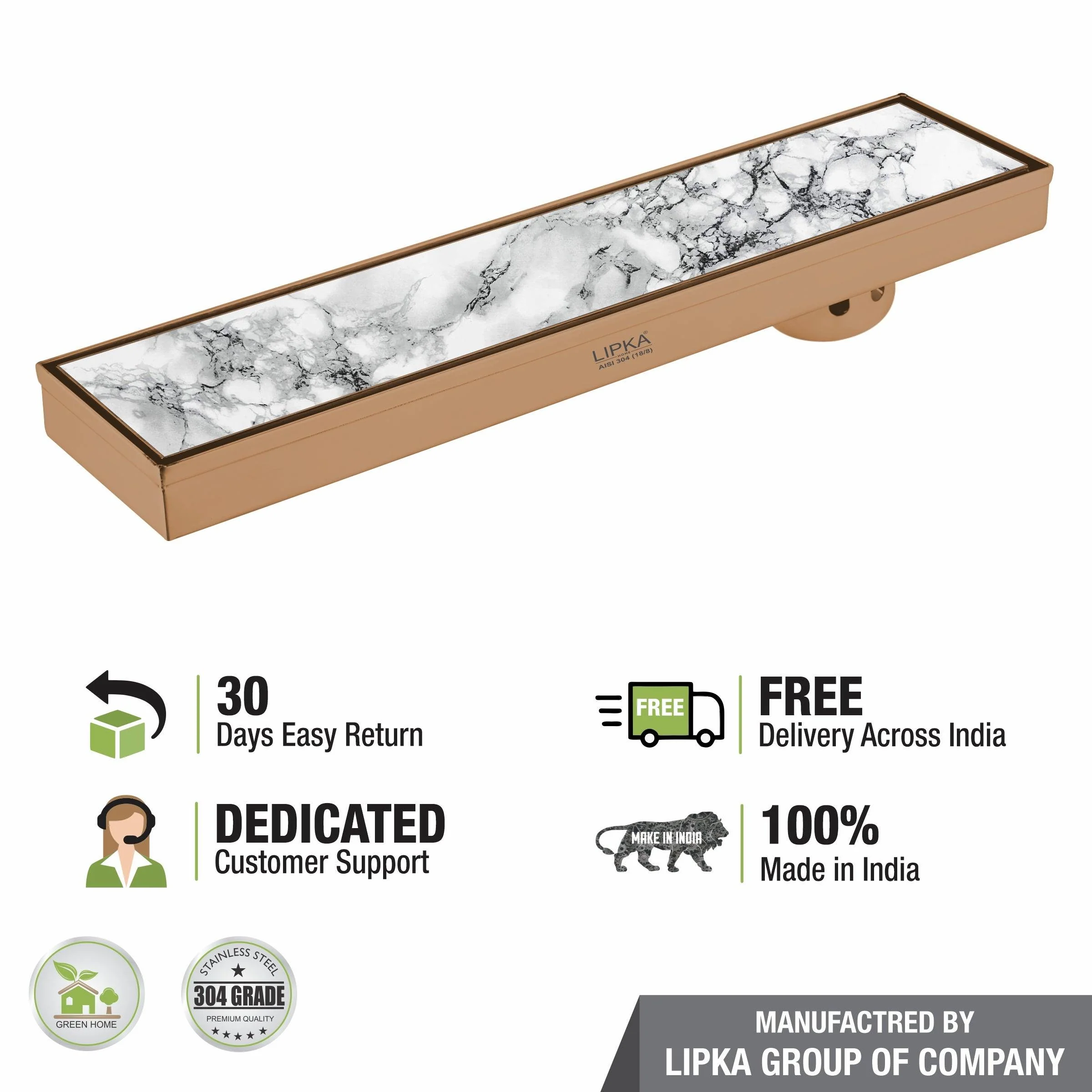 Marble Insert Shower Drain Channel - Antique Copper (24 x 4 Inches) - LIPKA - Image 5
