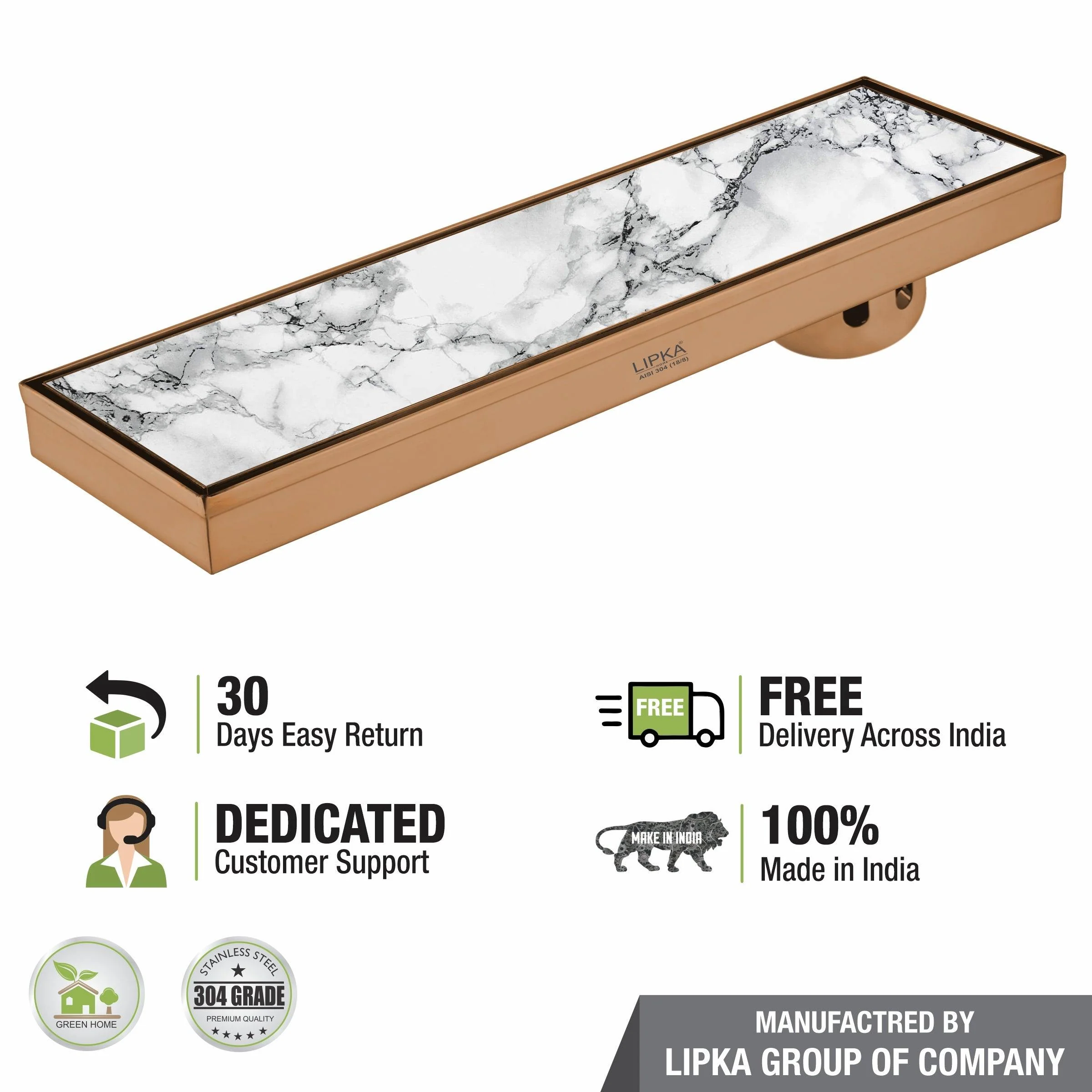 Marble Insert Shower Drain Channel - Antique Copper (24 x 5 Inches) - LIPKA - Image 7
