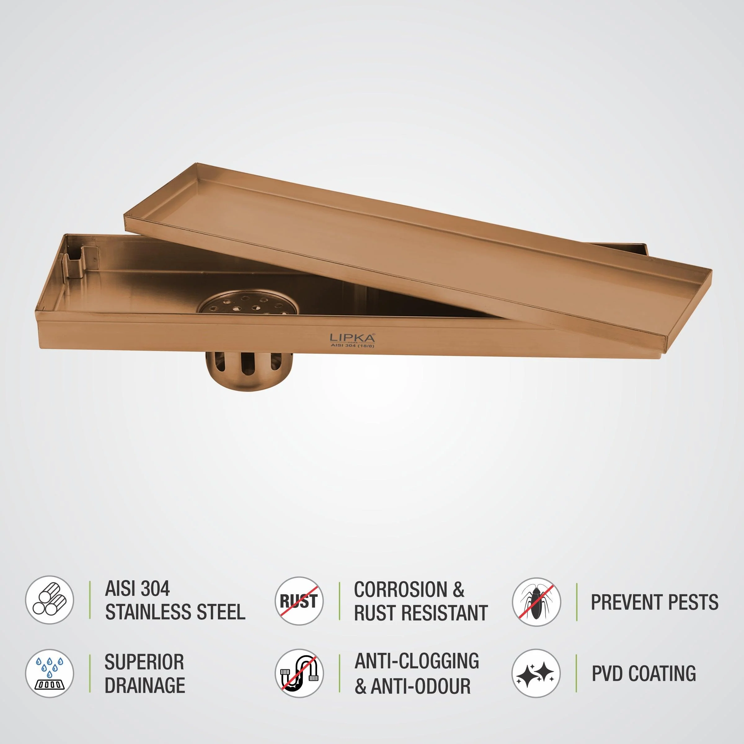 Marble Insert Shower Drain Channel - Antique Copper (32 x 5 Inches) - LIPKA - Image 4