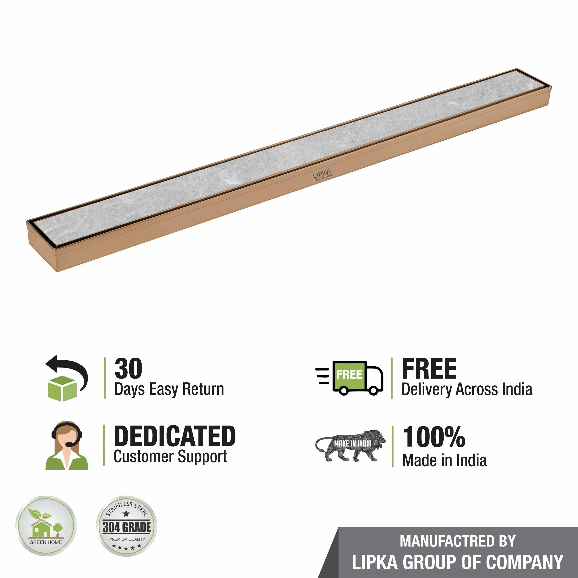 Marble Insert Shower Drain Channel - Antique Copper (36 x 2 Inches) - LIPKA - Image 6