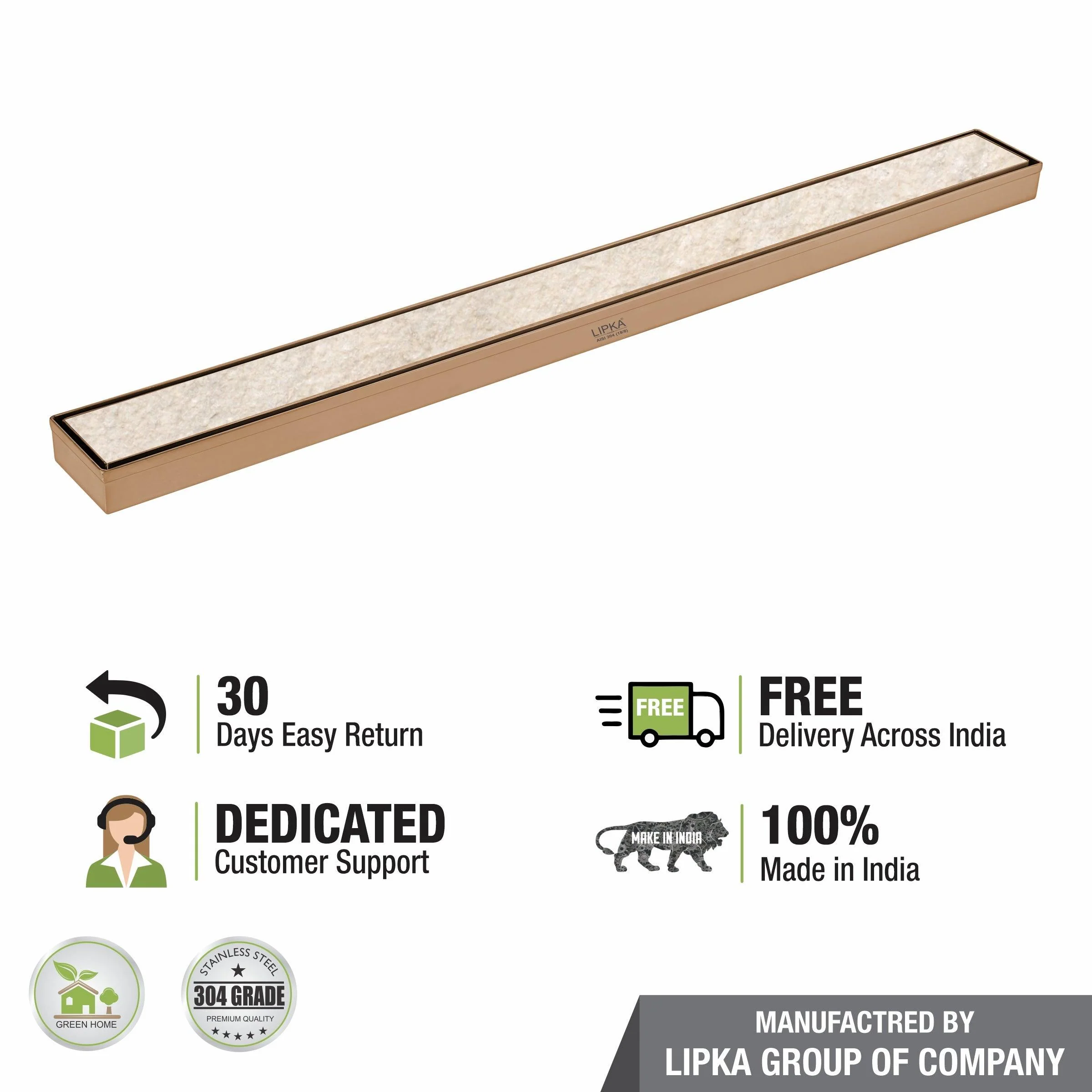 Marble Insert Shower Drain Channel - Antique Copper (40 x 2 Inches) - LIPKA - Image 6