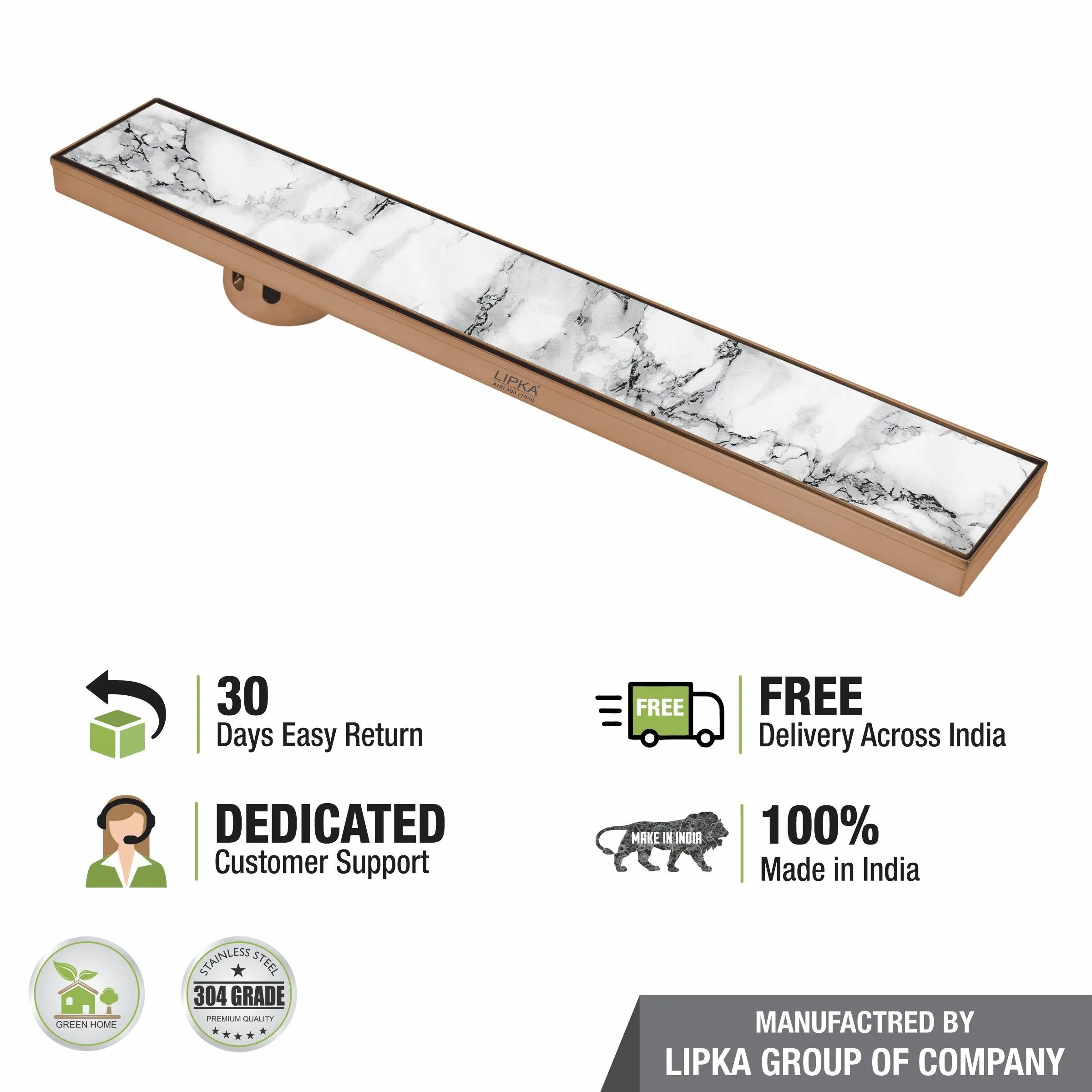 Marble Insert Shower Drain Channel - Antique Copper (40 x 4 Inches) - LIPKA - Image 6