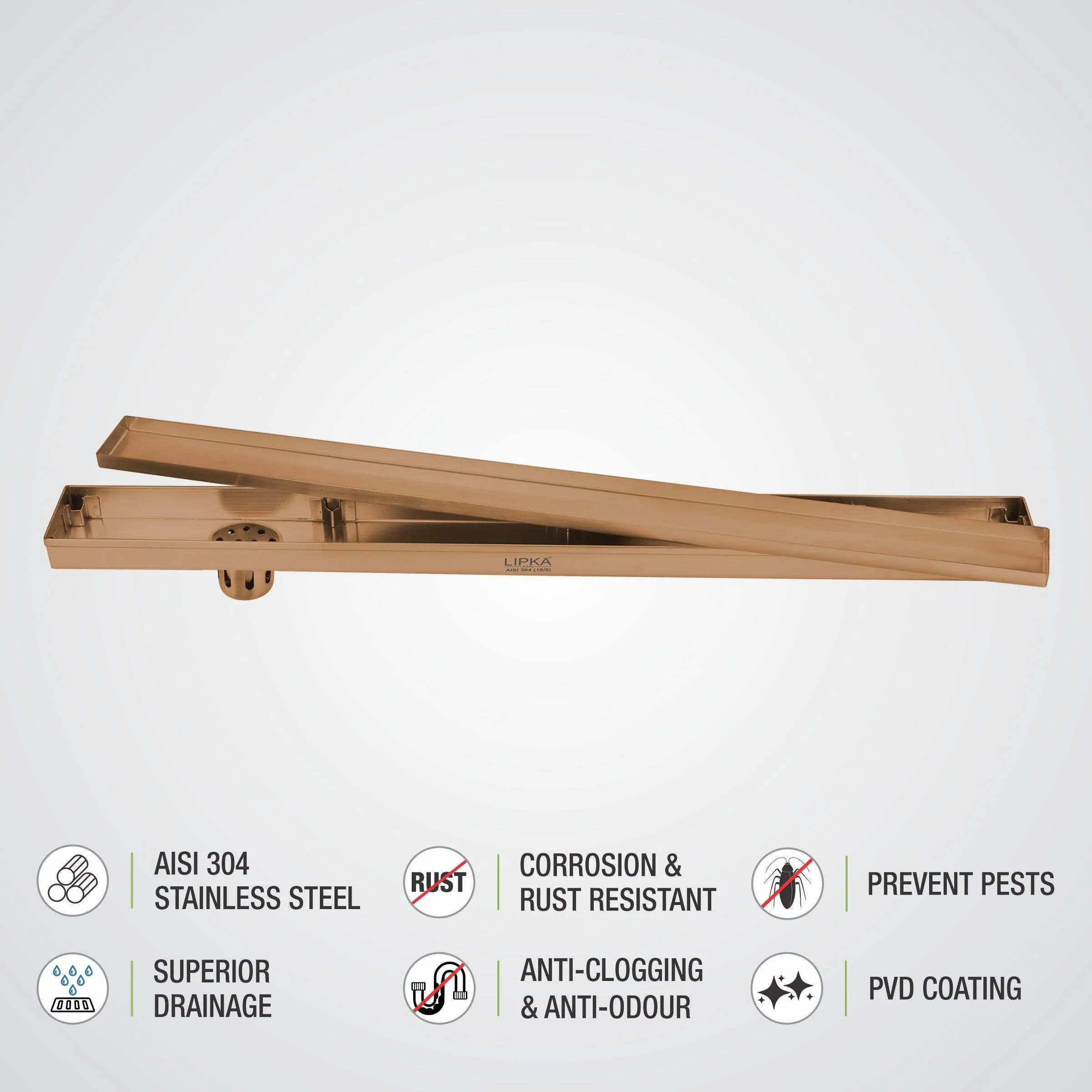 Marble Insert Shower Drain Channel - Antique Copper (48 x 3 Inches) - LIPKA - Image 4