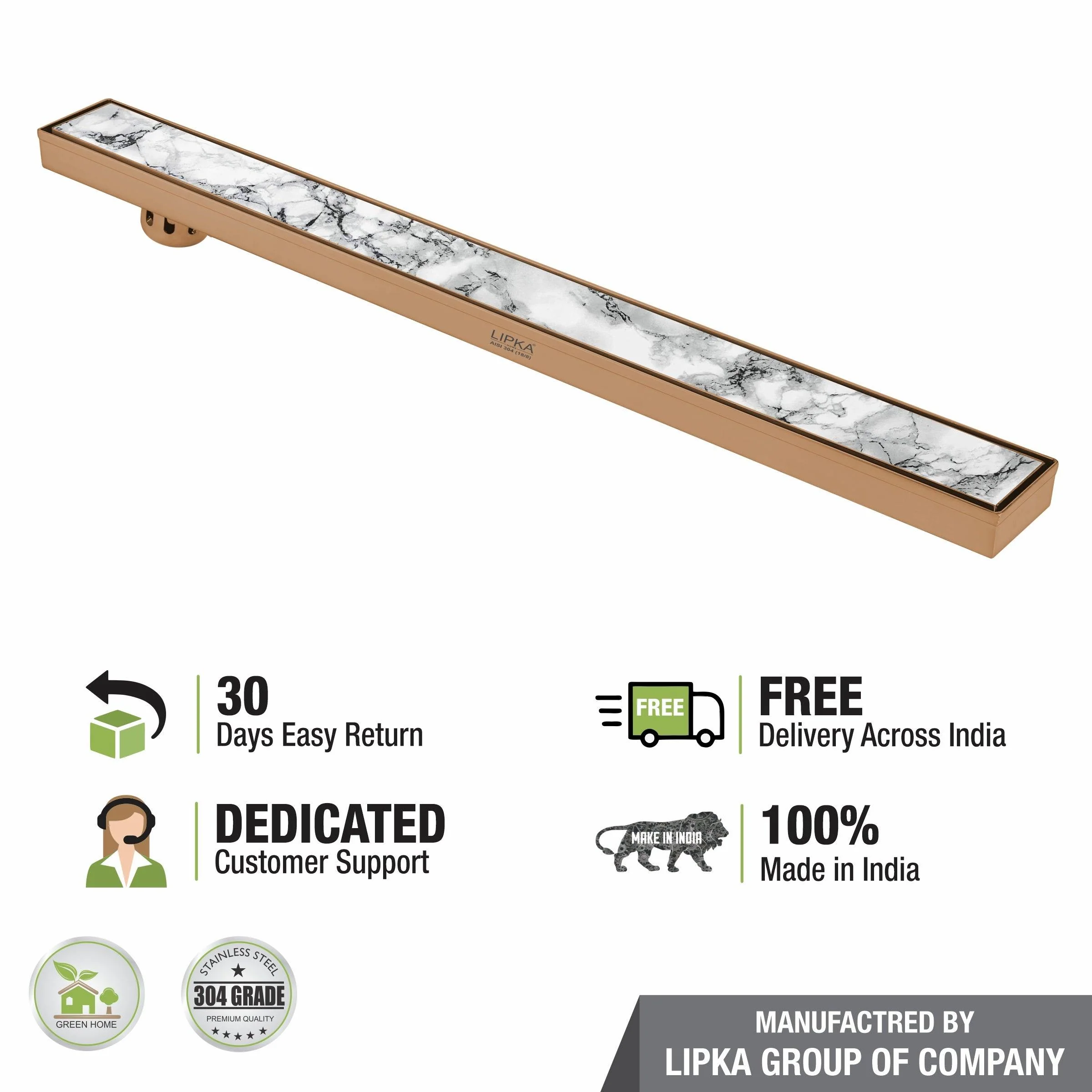 Marble Insert Shower Drain Channel - Antique Copper (48 x 3 Inches) - LIPKA - Image 6