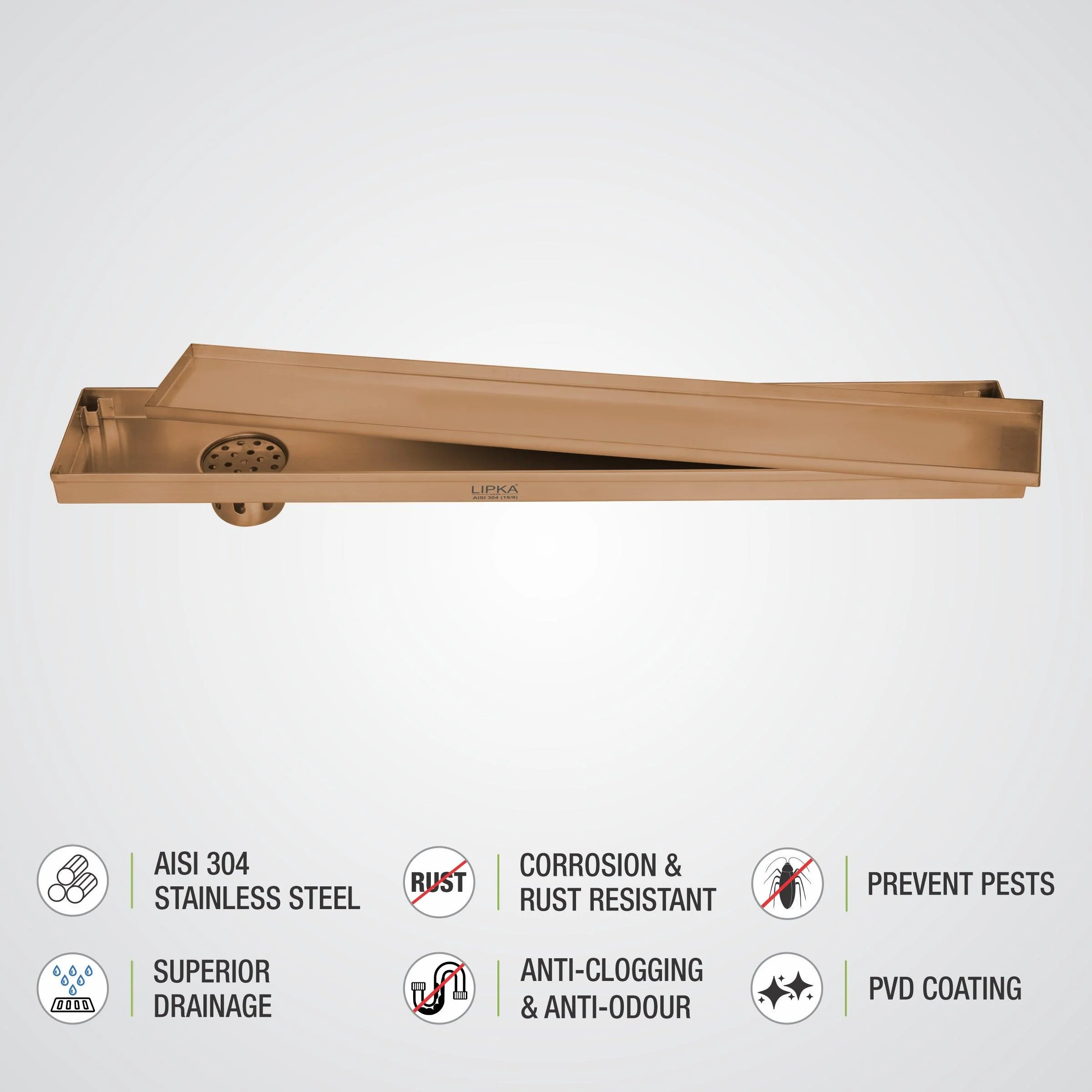 Marble Insert Shower Drain Channel - Antique Copper (48 x 5 Inches) - LIPKA - Image 4