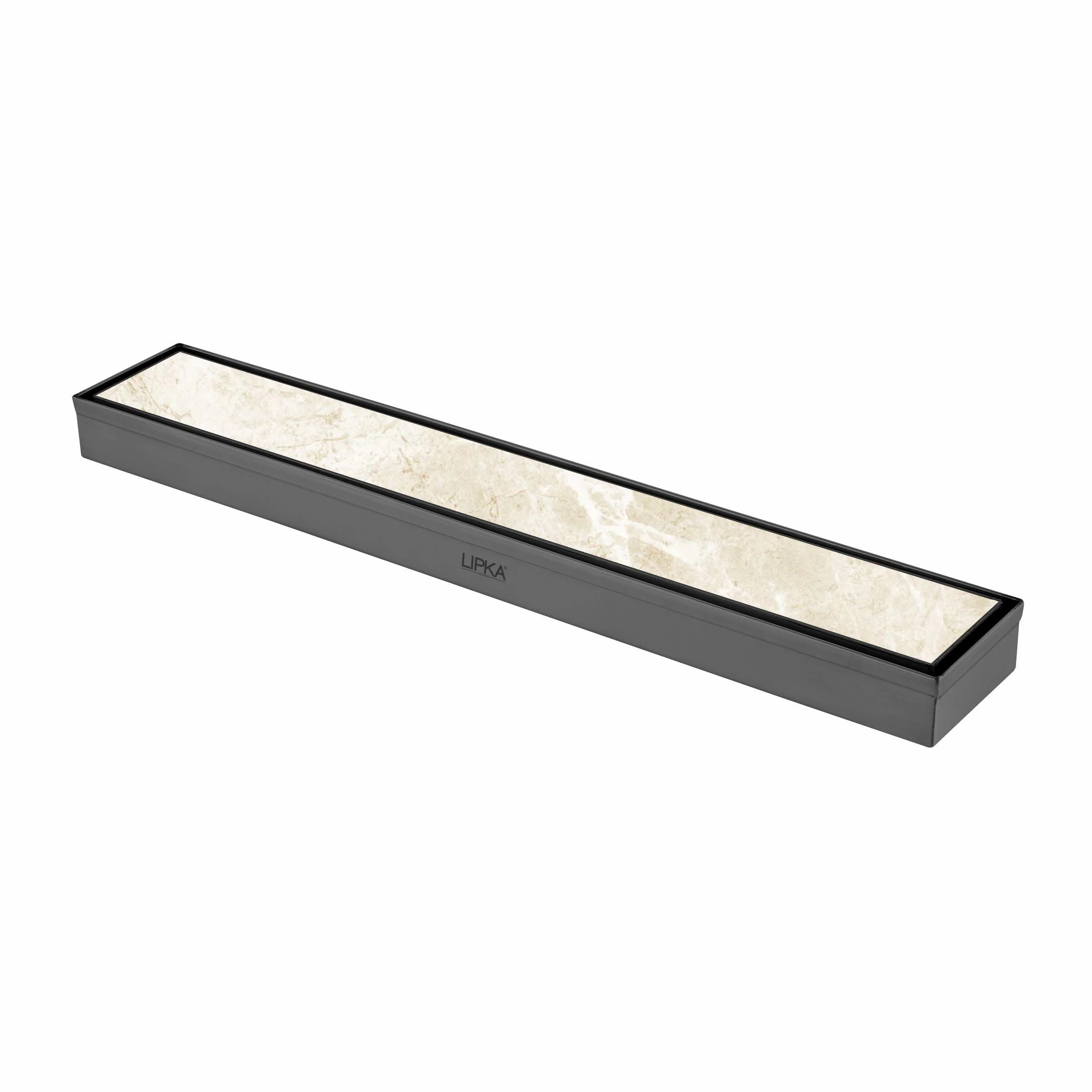 Marble Insert Shower Drain Channel - Black (12 x 2 Inches) - LIPKA