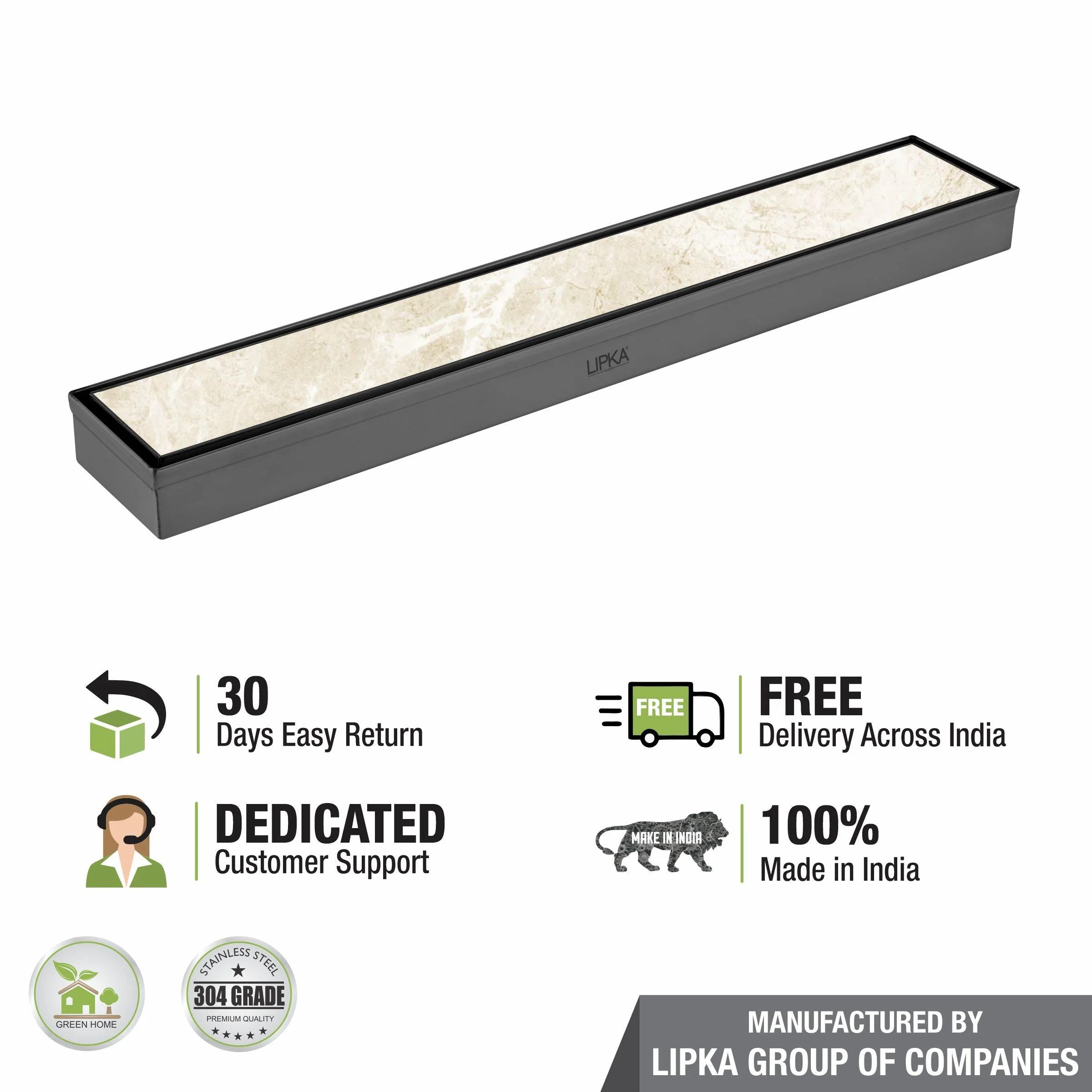 Marble Insert Shower Drain Channel - Black (12 x 2 Inches) - LIPKA - Image 5