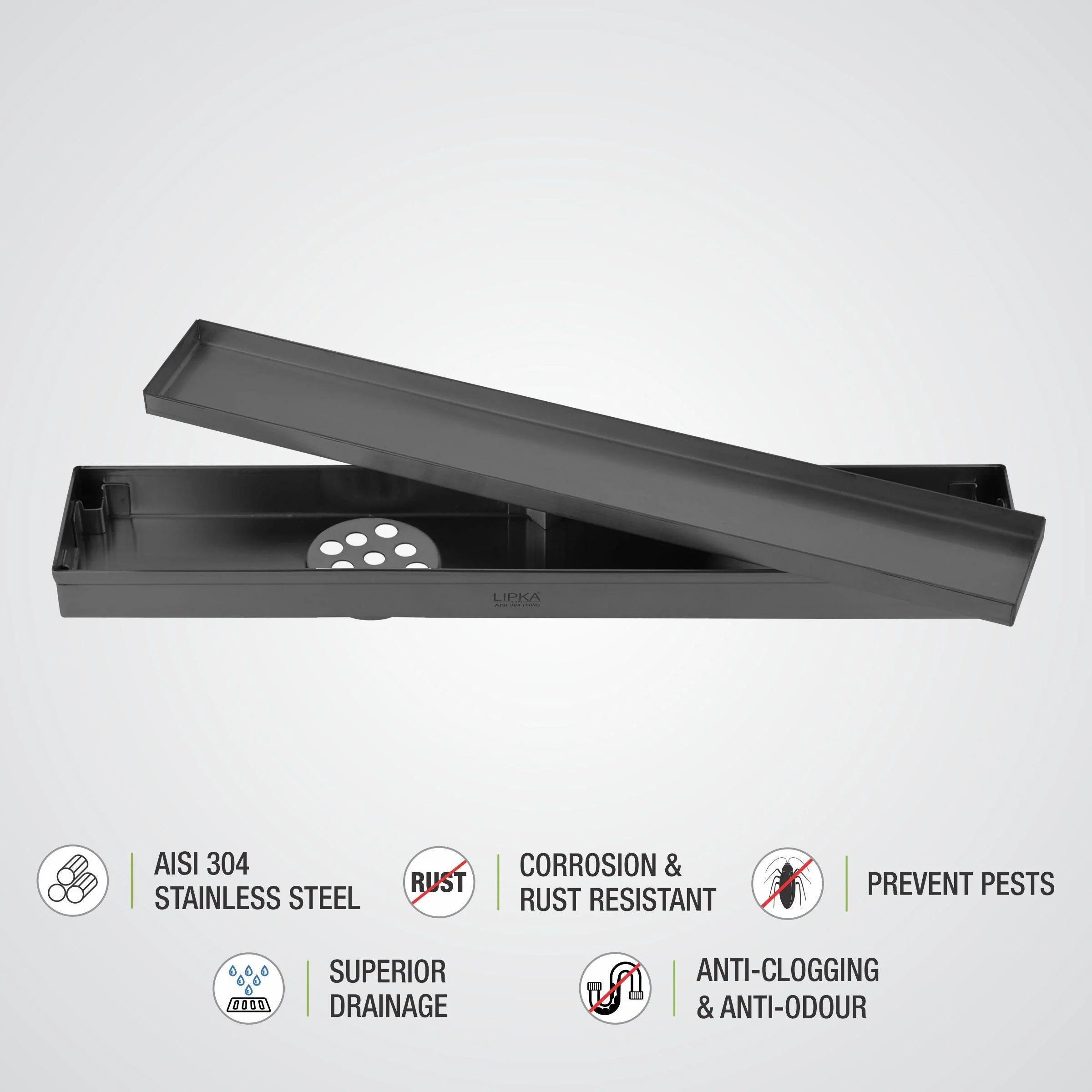 Marble Insert Shower Drain Channel - Black (18 x 2 Inches) - LIPKA - Image 4