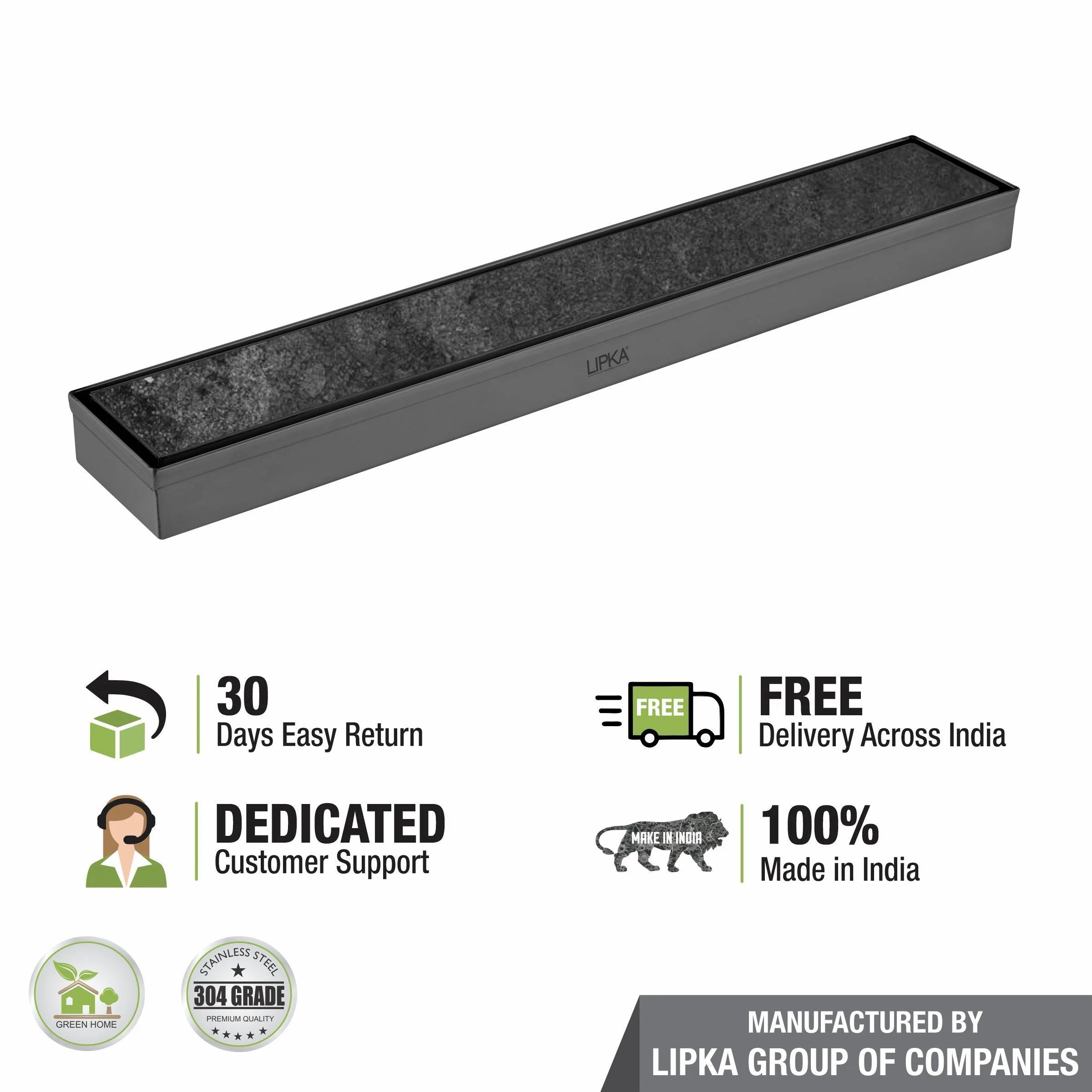 Marble Insert Shower Drain Channel - Black (24 x 2 Inches) - LIPKA - Image 5