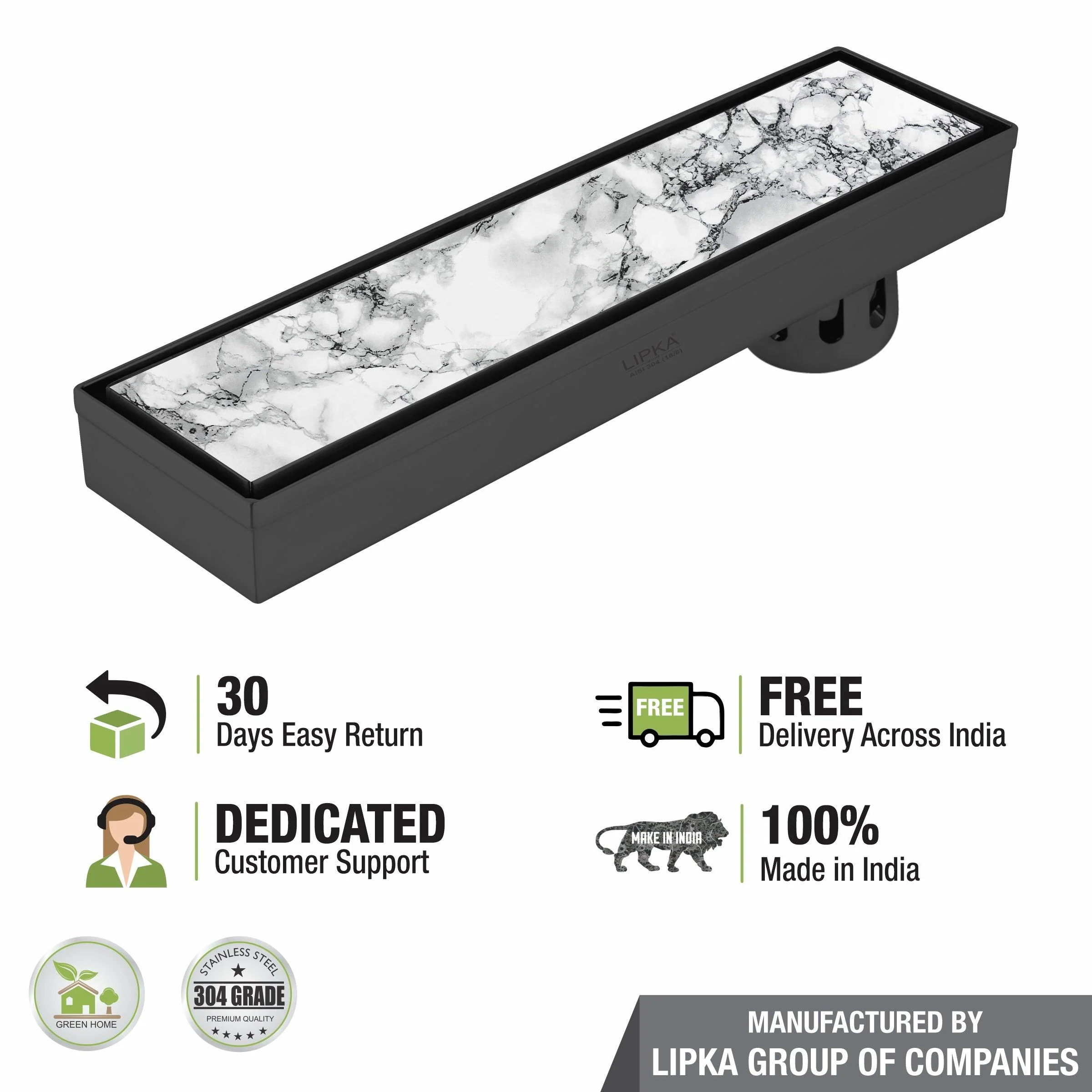 Marble Insert Shower Drain Channel - Black (24 x 3 Inches) - LIPKA - Image 5