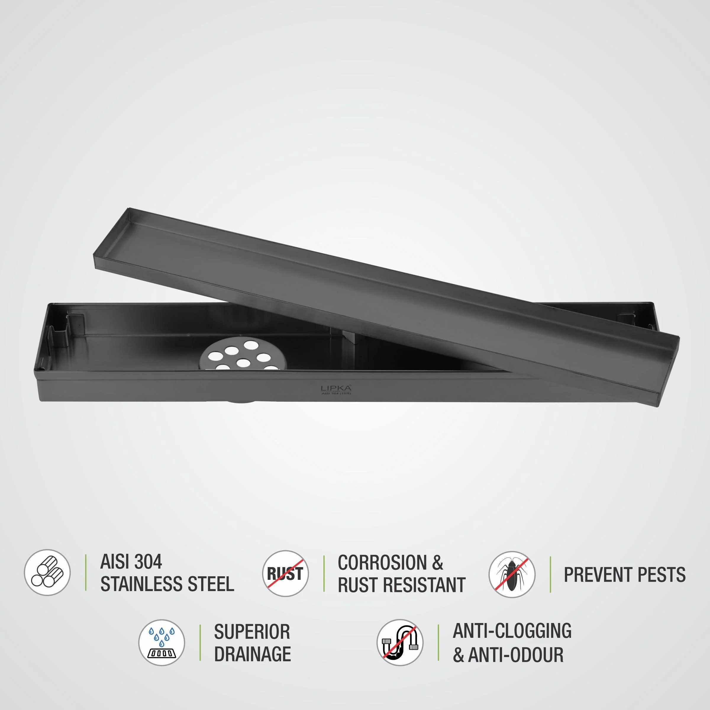 Marble Insert Shower Drain Channel - Black (32 x 2 Inches) - LIPKA - Image 4