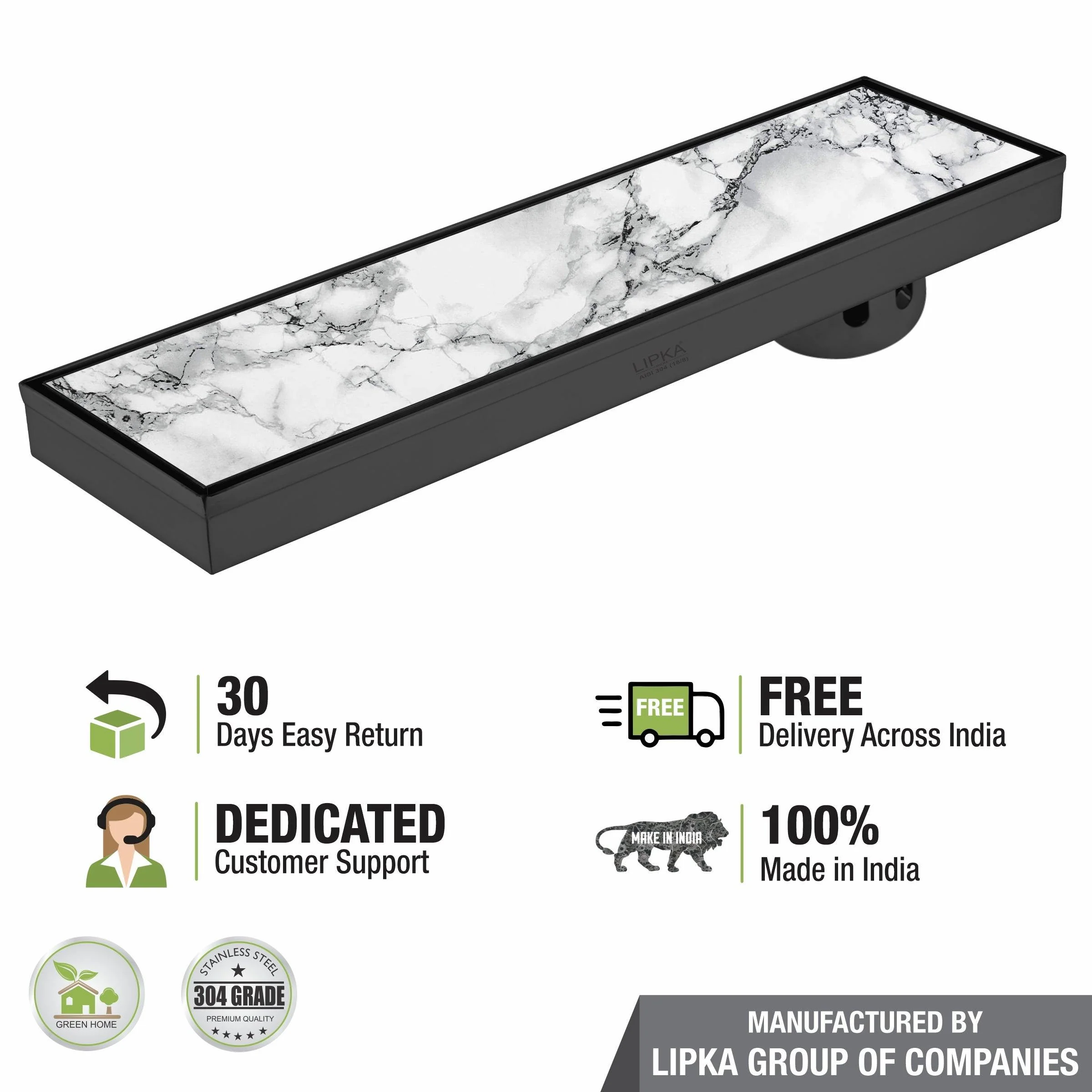 Marble Insert Shower Drain Channel - Black (32 x 5 Inches) - LIPKA - Image 5