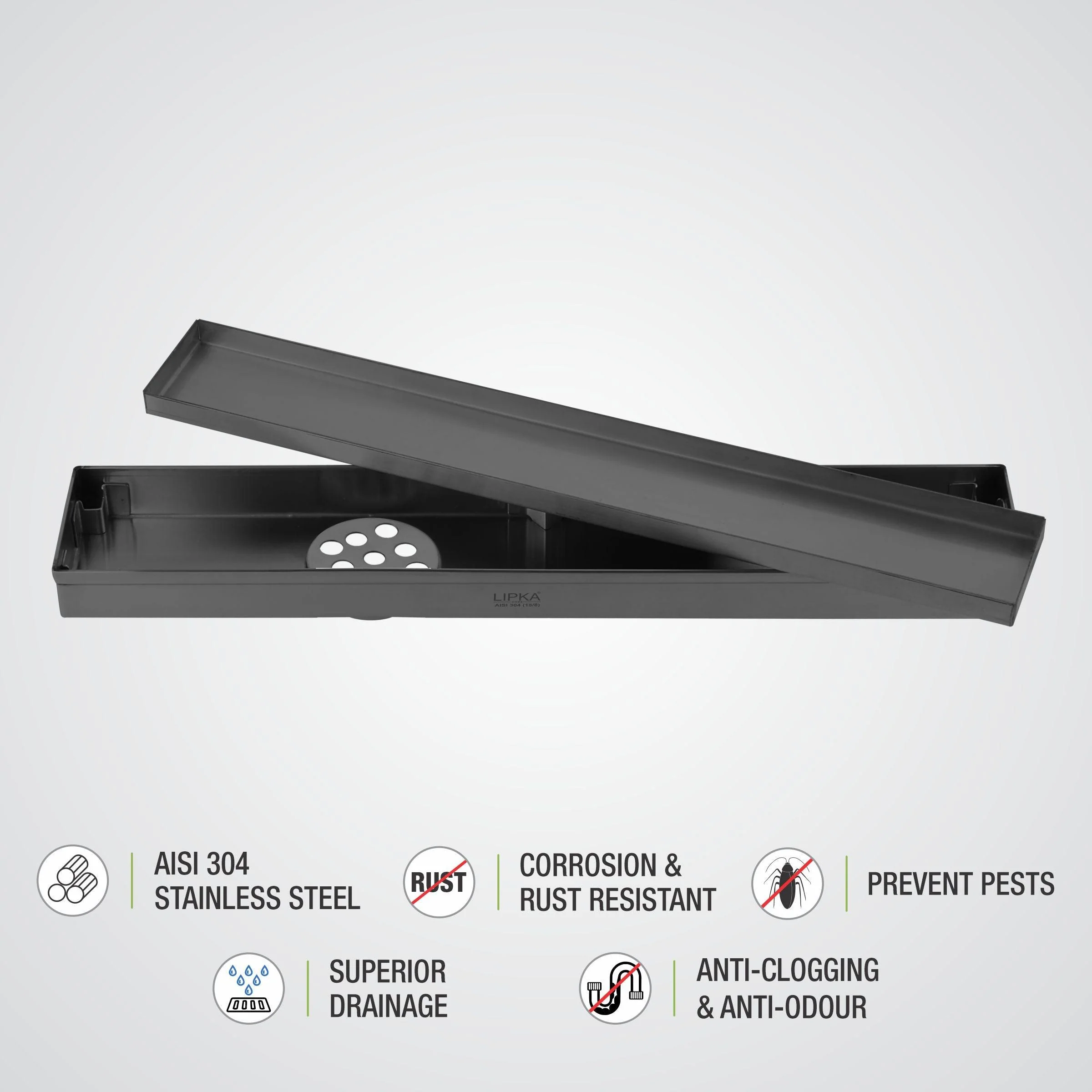 Marble Insert Shower Drain Channel - Black (36 x 2 Inches) - LIPKA - Image 4