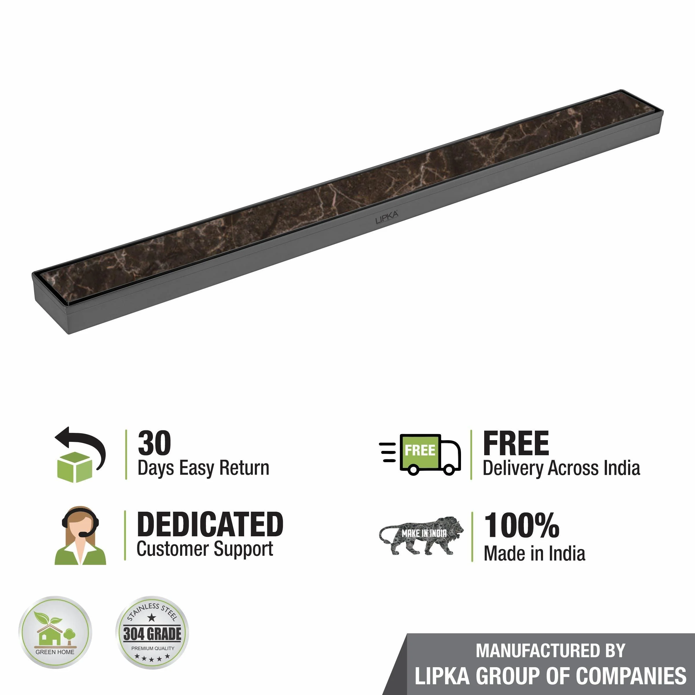 Marble Insert Shower Drain Channel - Black (36 x 2 Inches) - LIPKA - Image 5