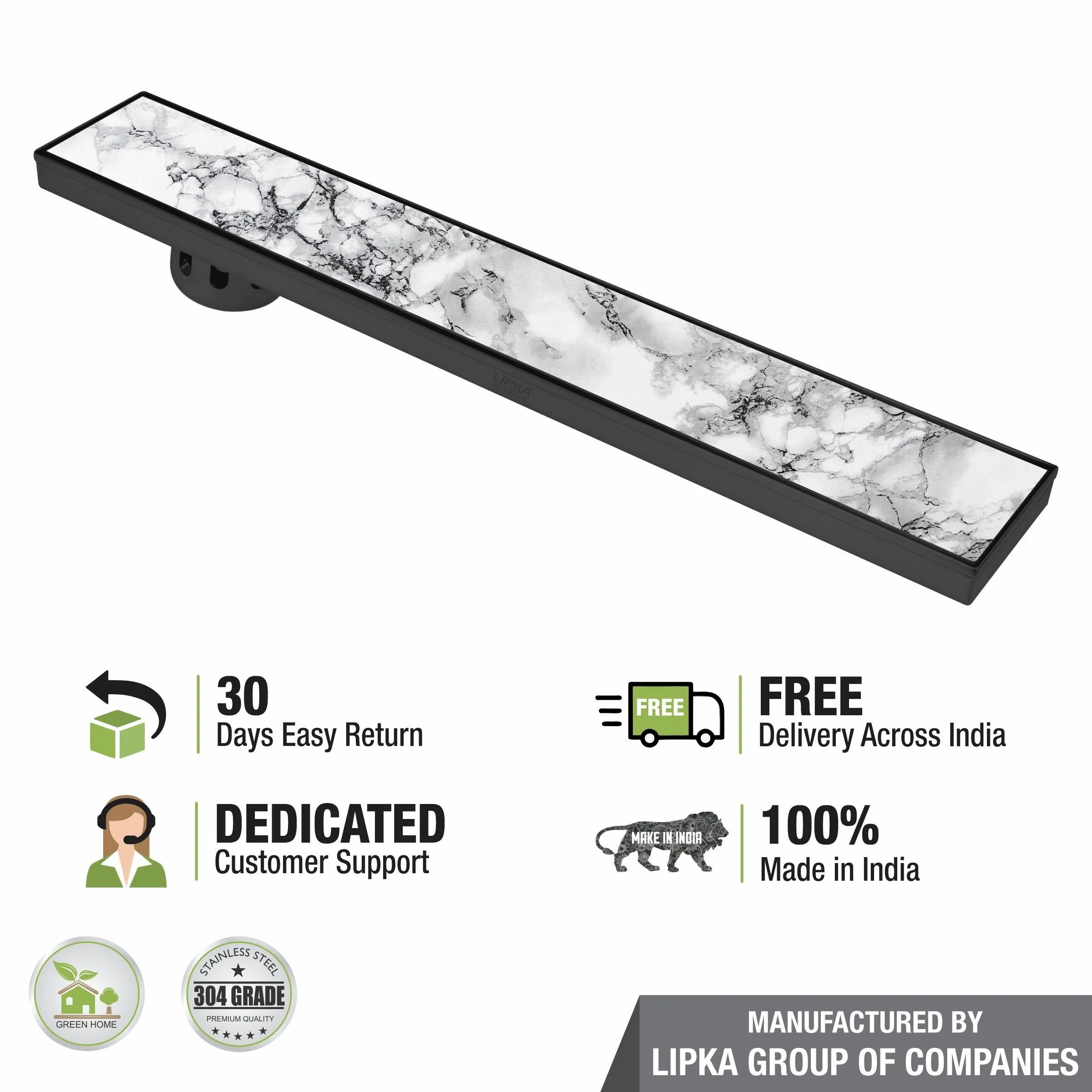 Marble Insert Shower Drain Channel - Black (48 x 5 Inches) - LIPKA - Image 5