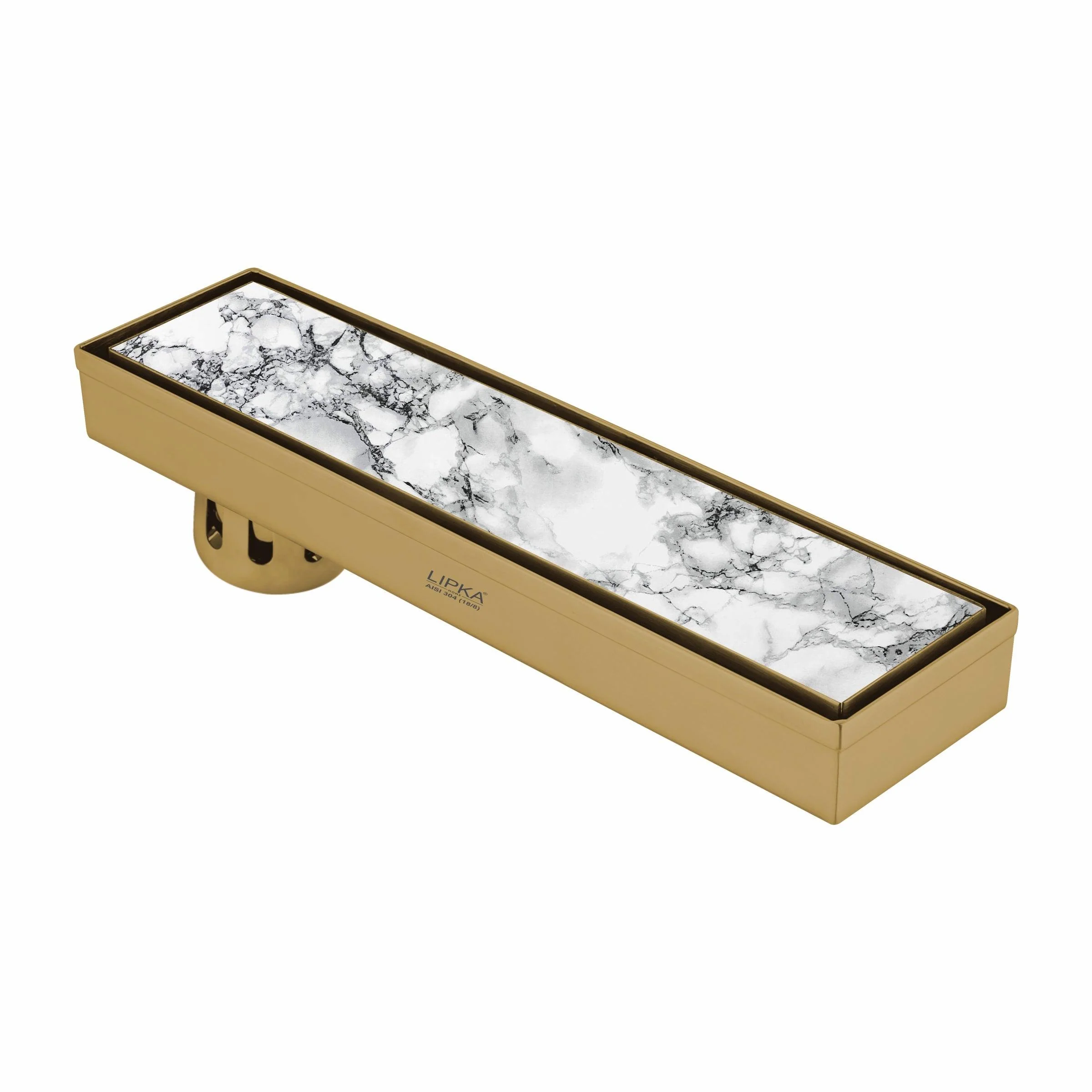Marble Insert Shower Drain Channel - Yellow Gold (12 x 3 Inches) - LIPKA