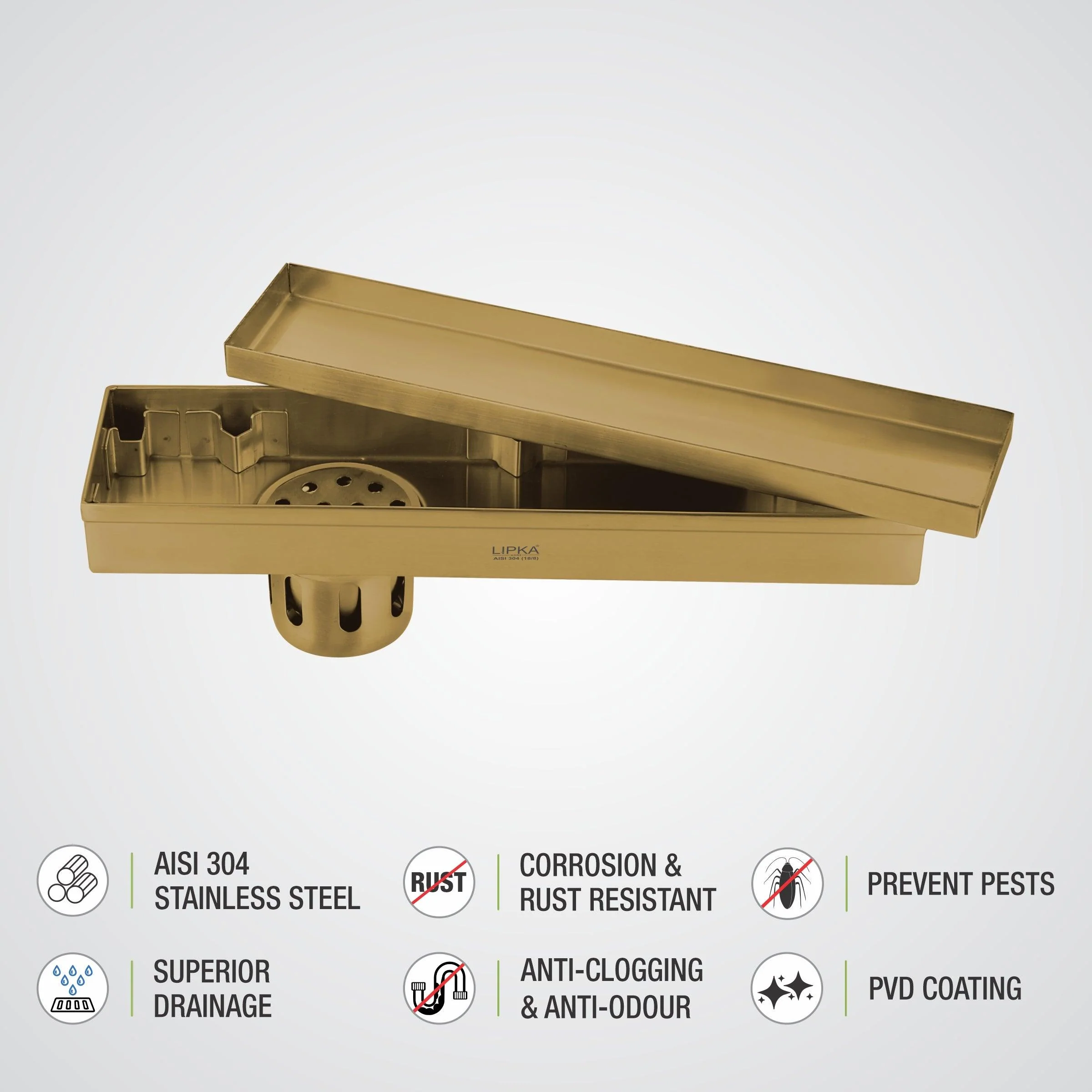 Marble Insert Shower Drain Channel - Yellow Gold (18 x 3 Inches) - LIPKA - Image 4