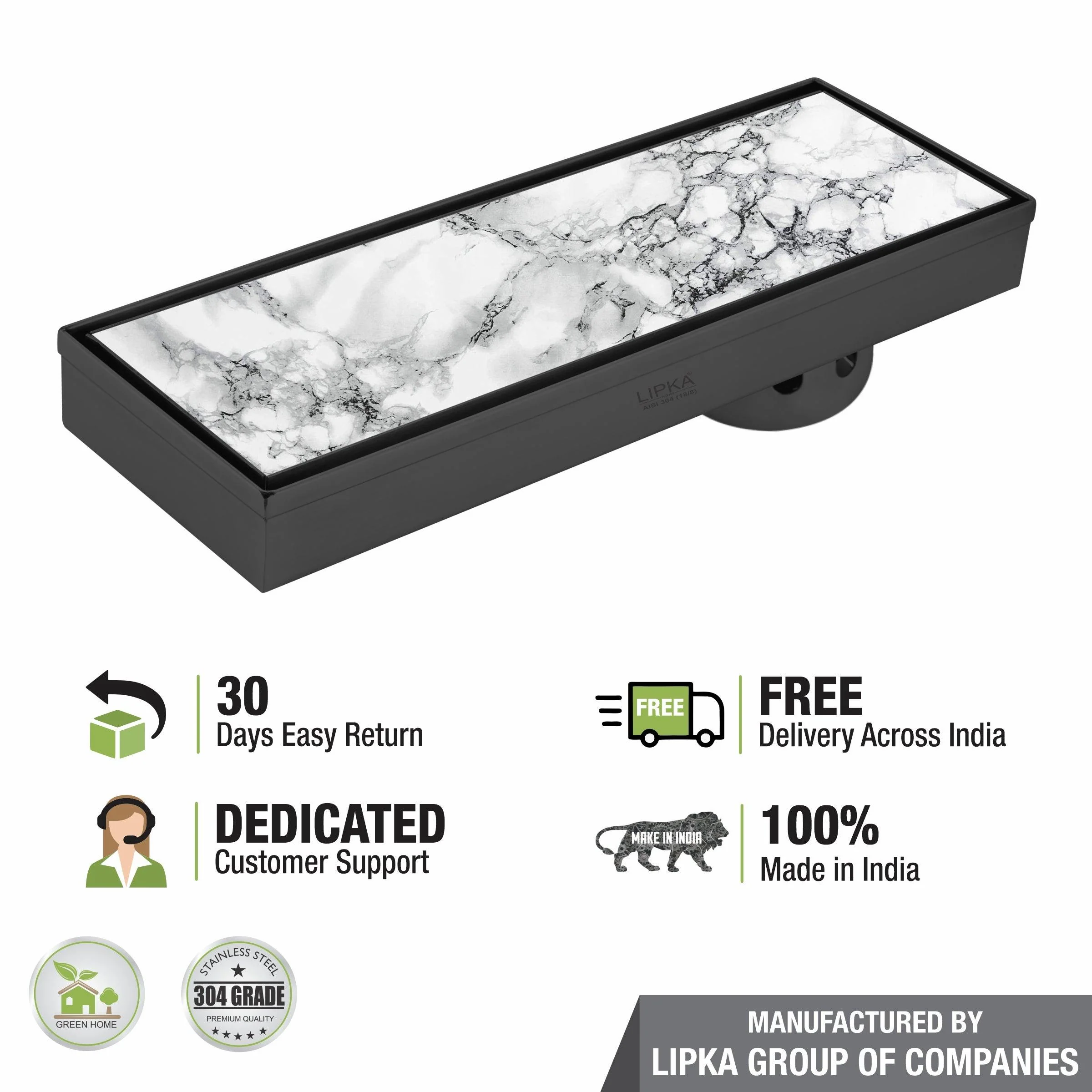Marble Insert Shower Drain Channel - Black (18 x 4 Inches) - LIPKA - Image 5