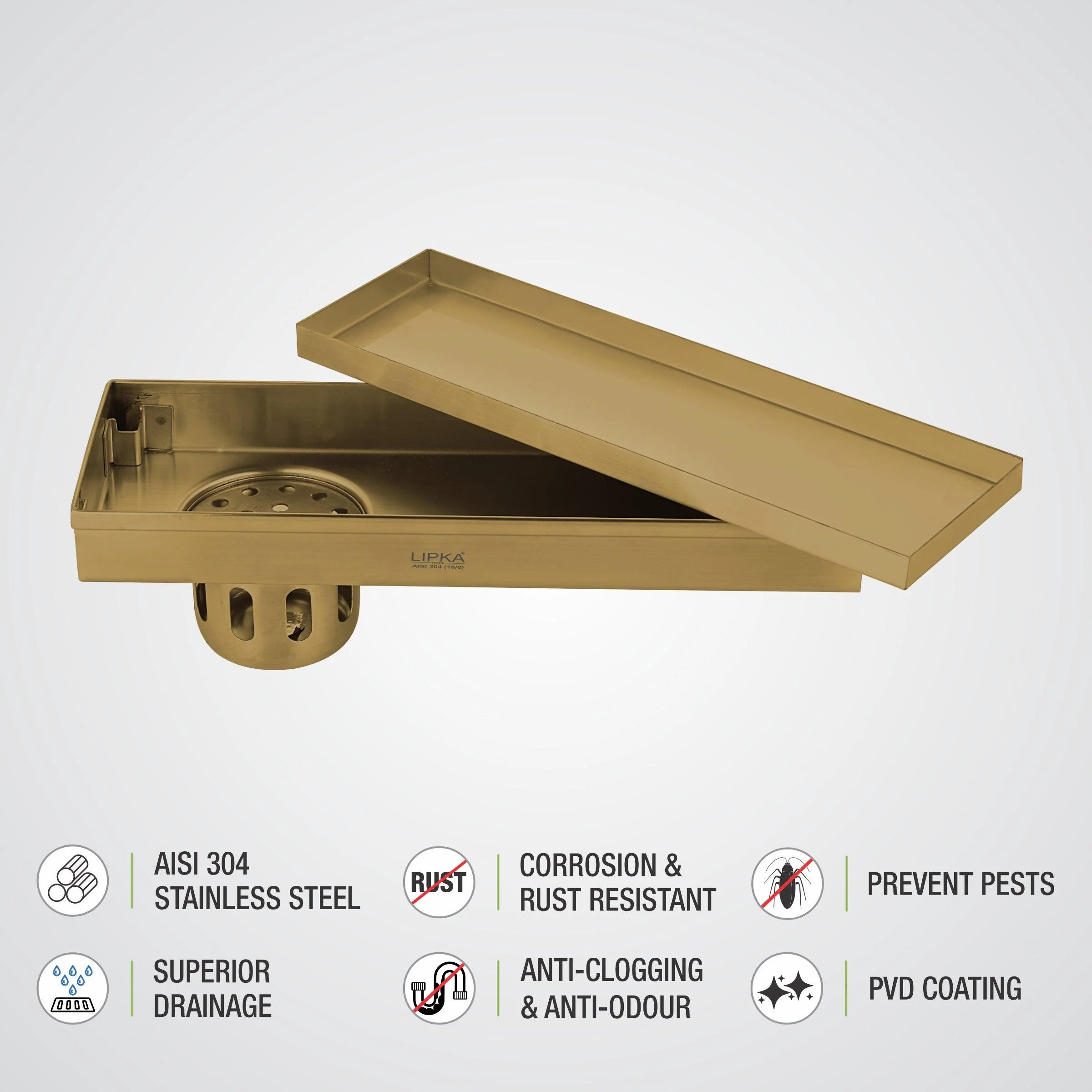 Marble Insert Shower Drain Channel - Yellow Gold (18 x 4 Inches) - LIPKA - Image 4