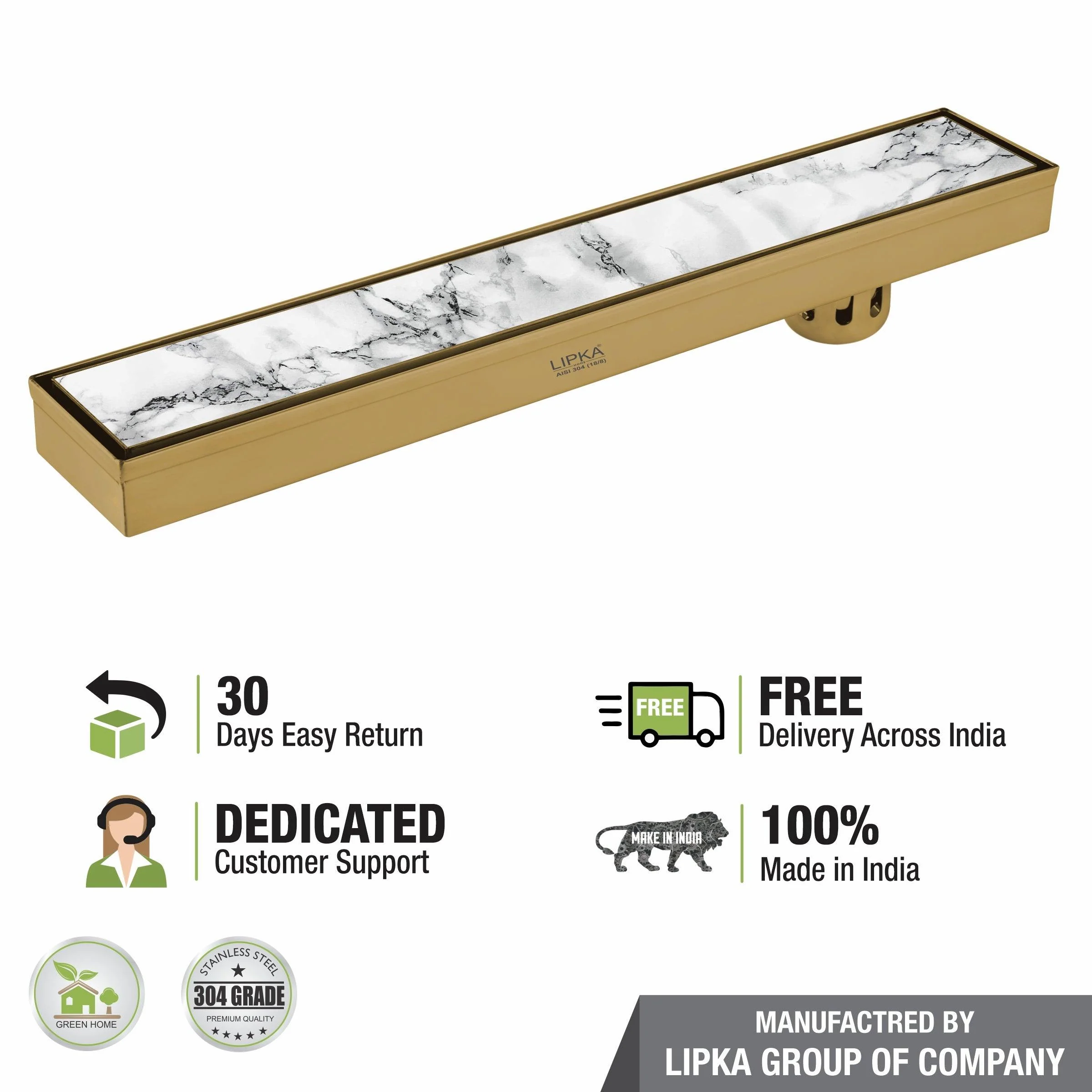Marble Insert Shower Drain Channel - Yellow Gold (24 x 3 Inches) - LIPKA - Image 6
