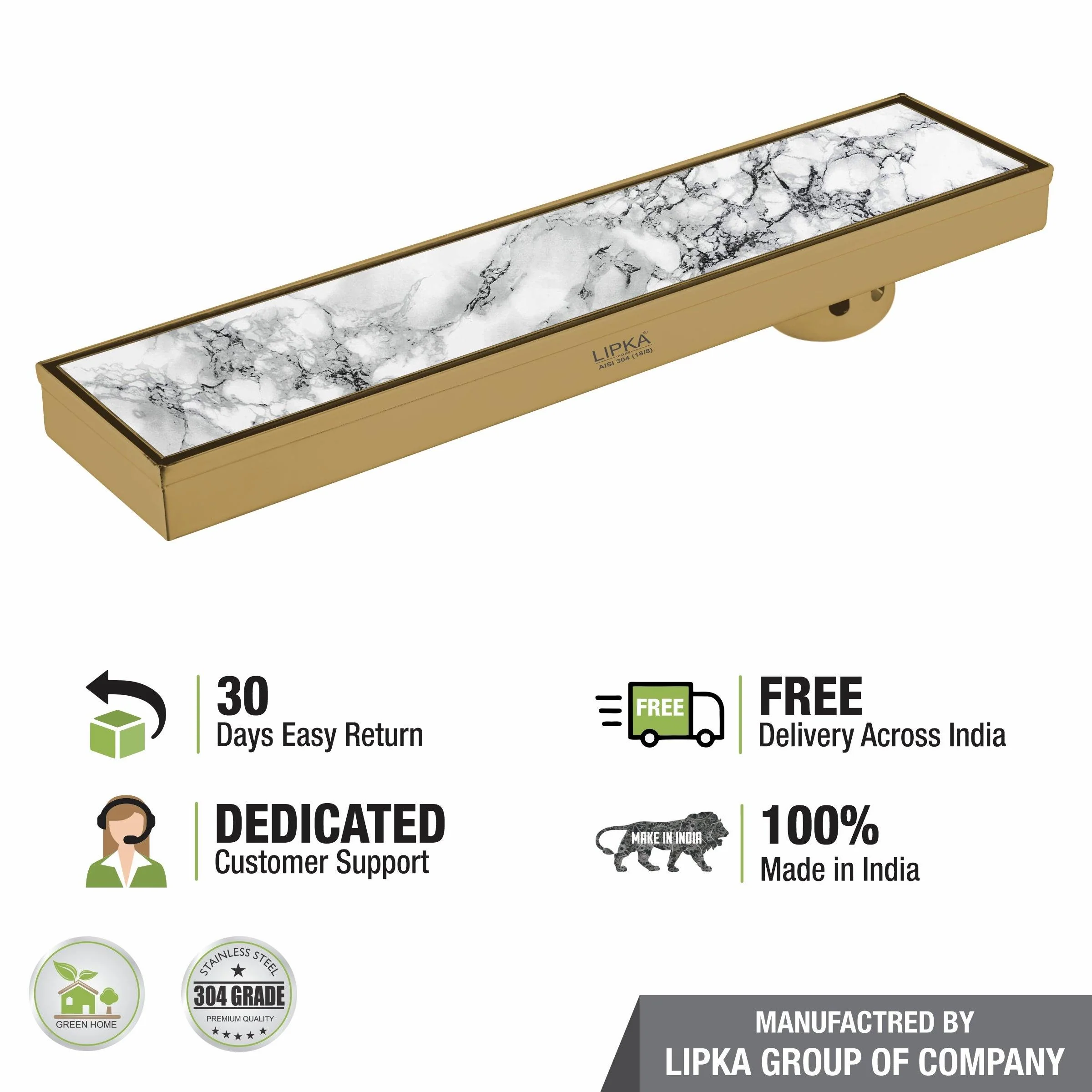 Marble Insert Shower Drain Channel - Yellow Gold (24 x 4 Inches) - LIPKA - Image 6