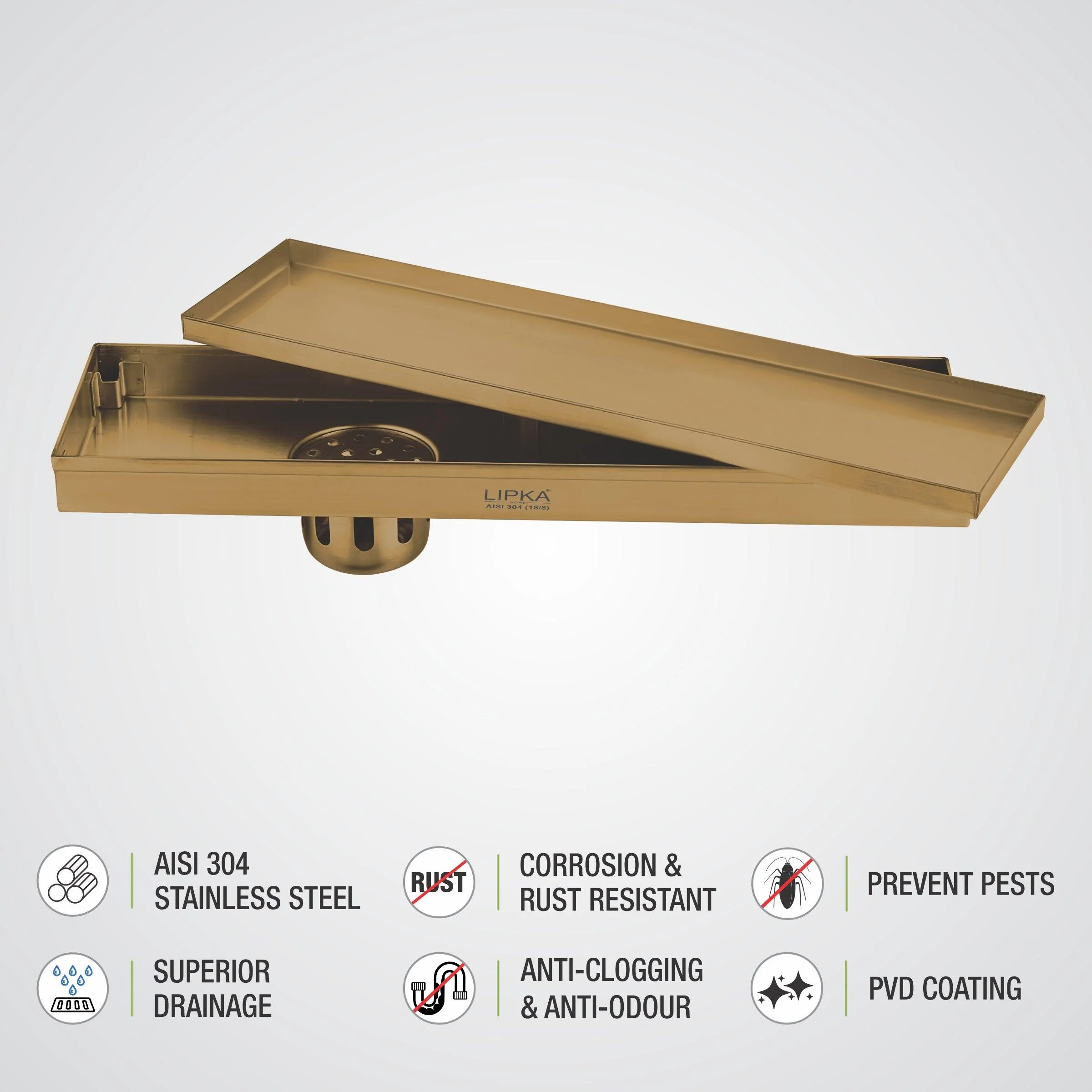 Marble Insert Shower Drain Channel - Yellow Gold (24 x 5 Inches) - LIPKA - Image 4
