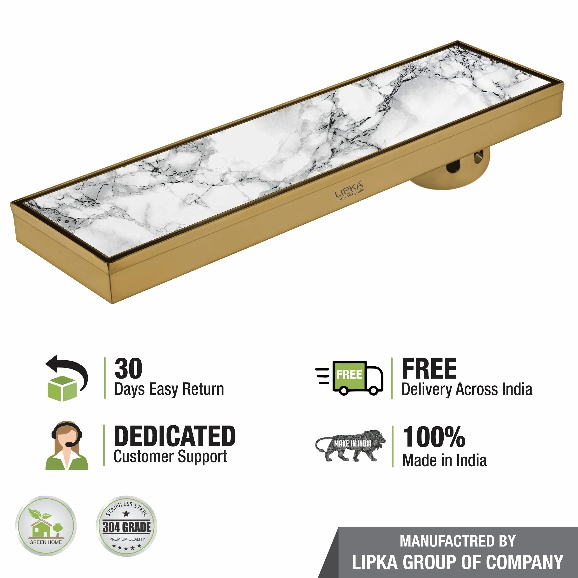 Marble Insert Shower Drain Channel - Yellow Gold (24 x 5 Inches) - LIPKA - Image 6