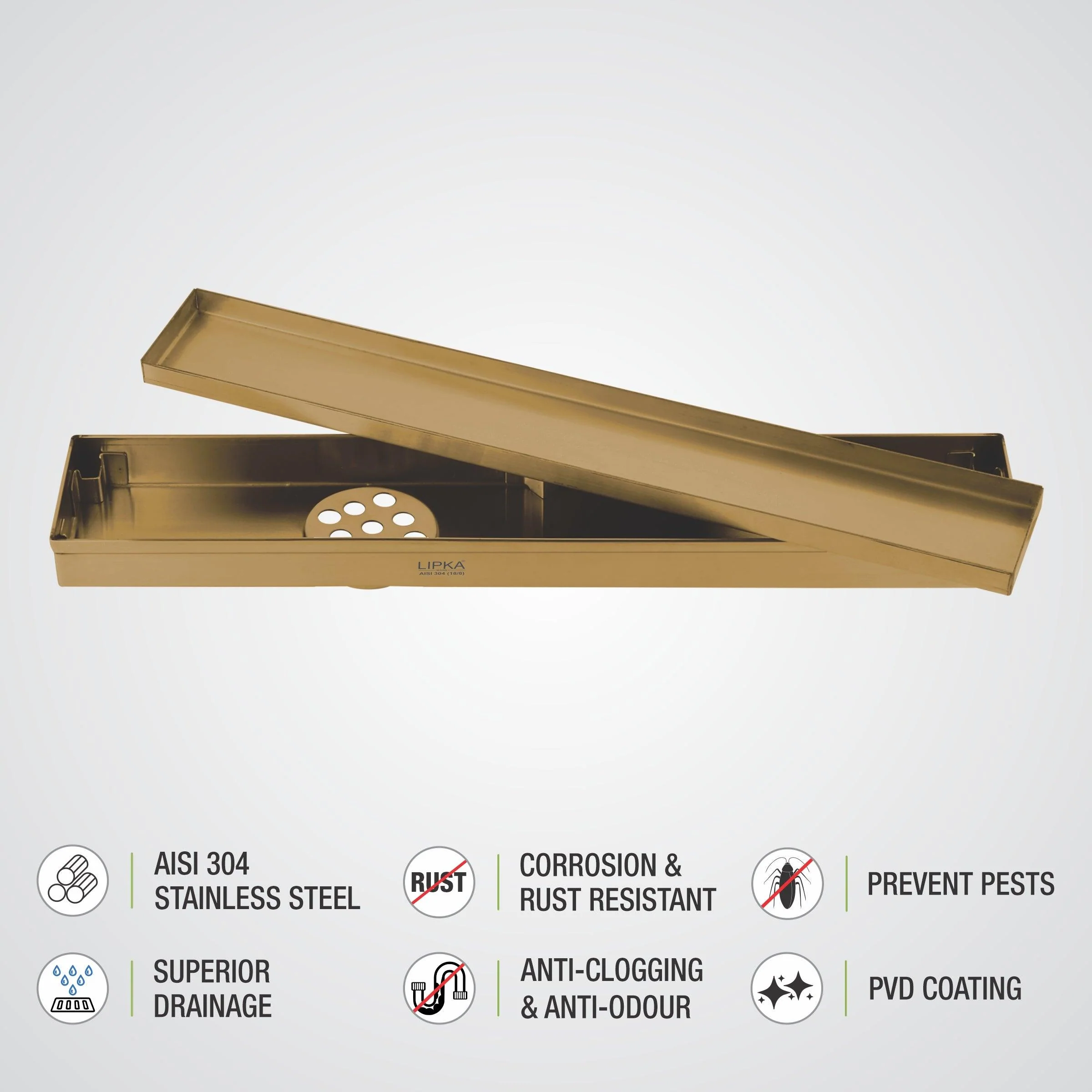 Marble Insert Shower Drain Channel - Yellow Gold (32 x 2 Inches) - LIPKA - Image 4