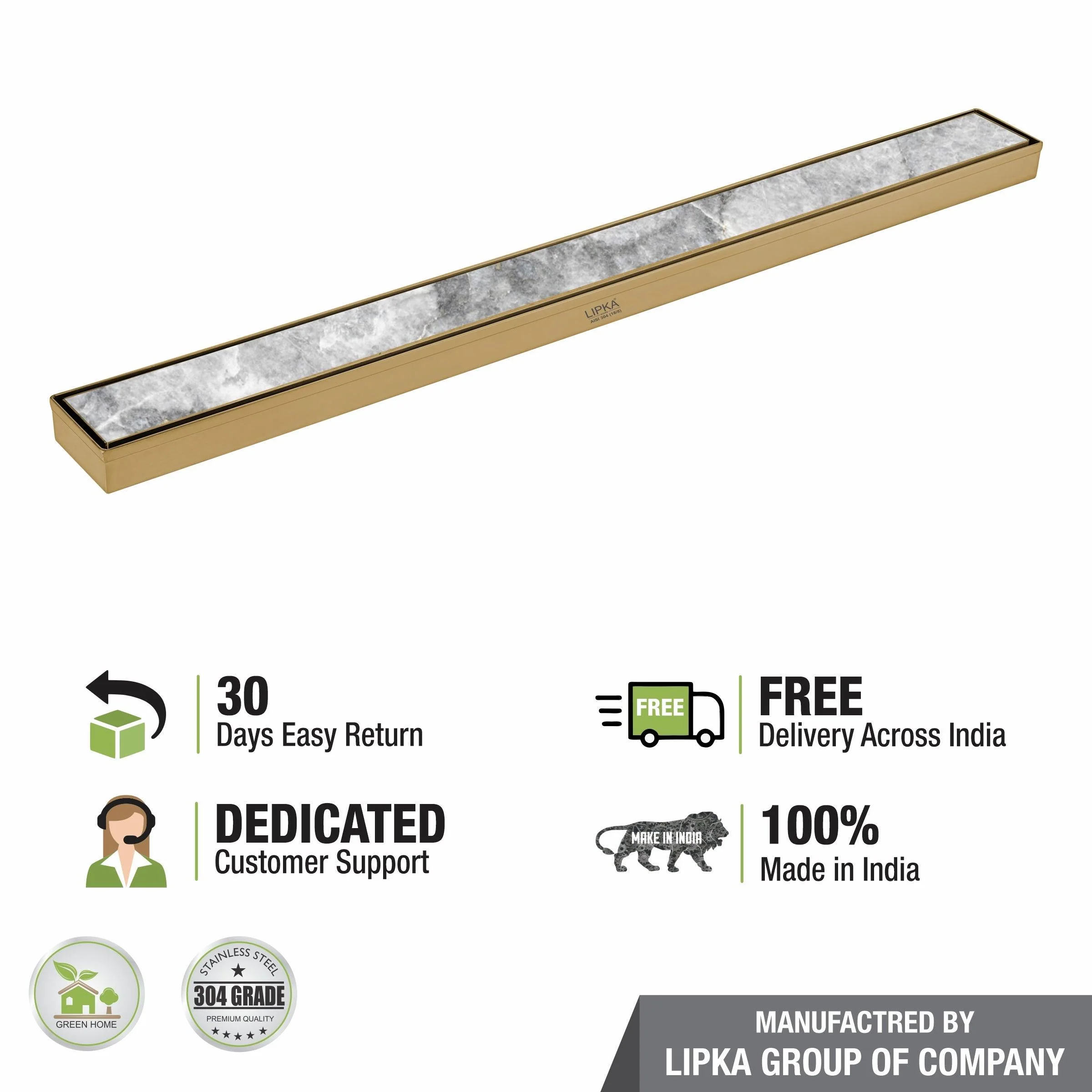 Marble Insert Shower Drain Channel - Yellow Gold (32 x 2 Inches) - LIPKA - Image 6