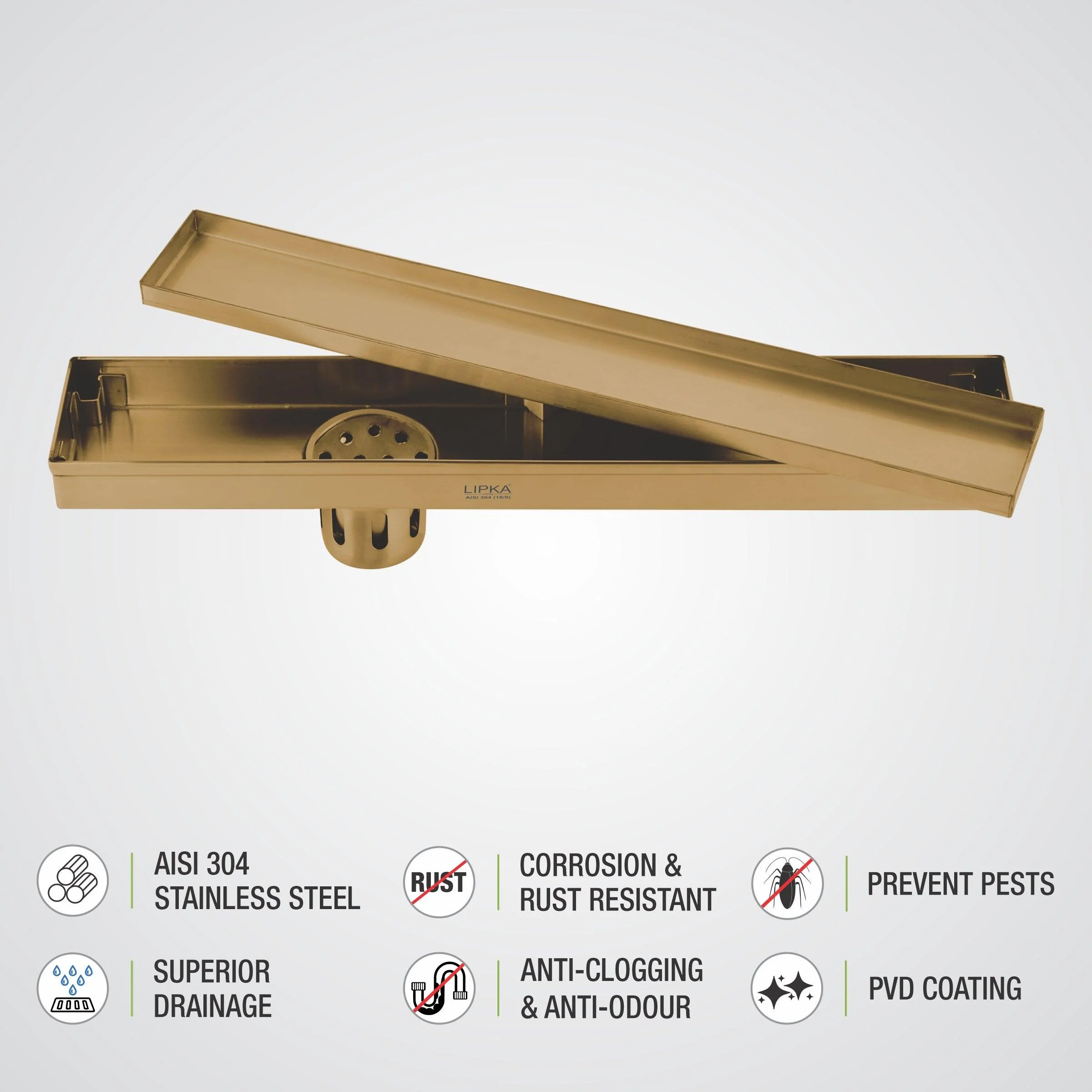 Marble Insert Shower Drain Channel - Yellow Gold (32 x 3 Inches) - LIPKA - Image 4