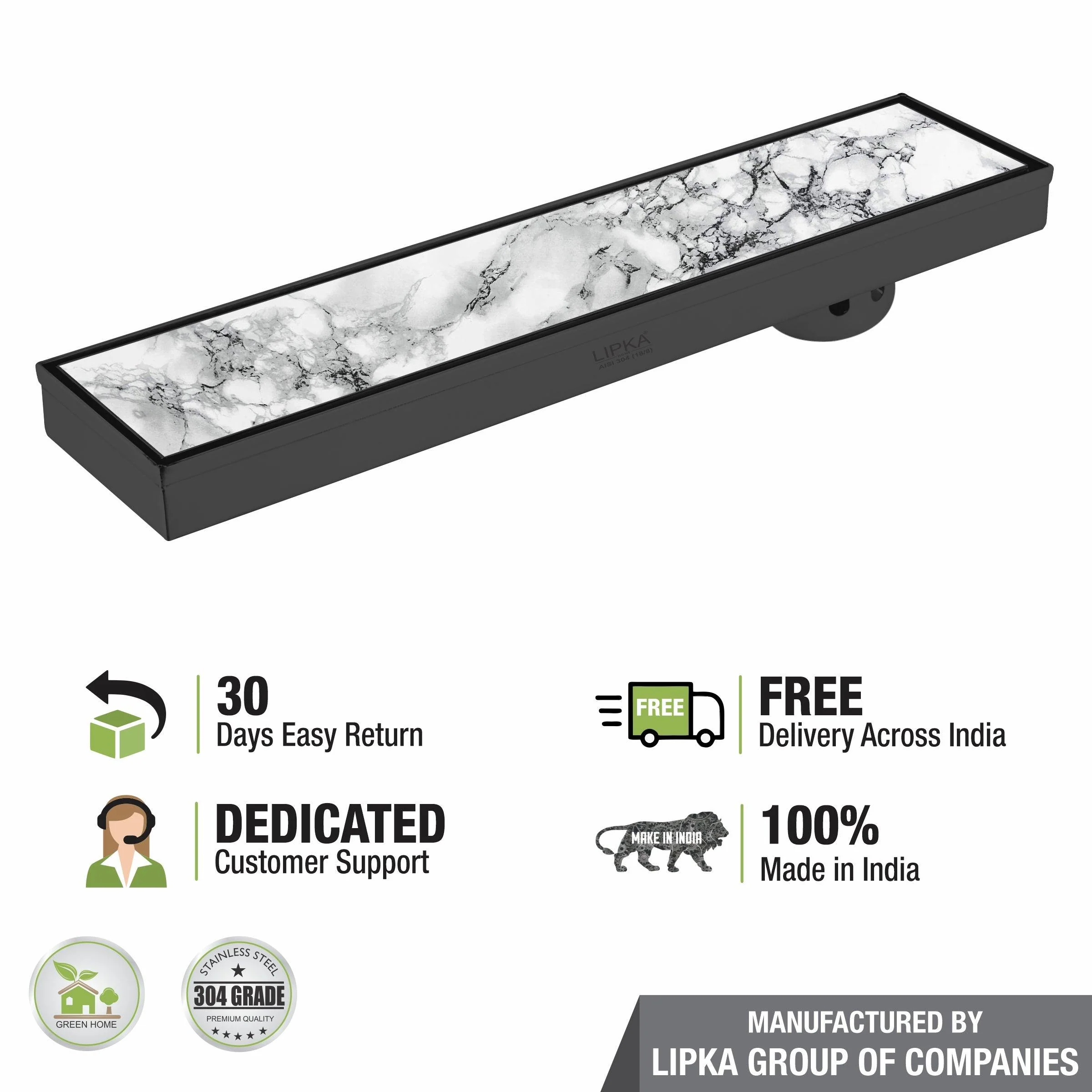 Marble Insert Shower Drain Channel - Black (32 x 4 Inches) - LIPKA - Image 5