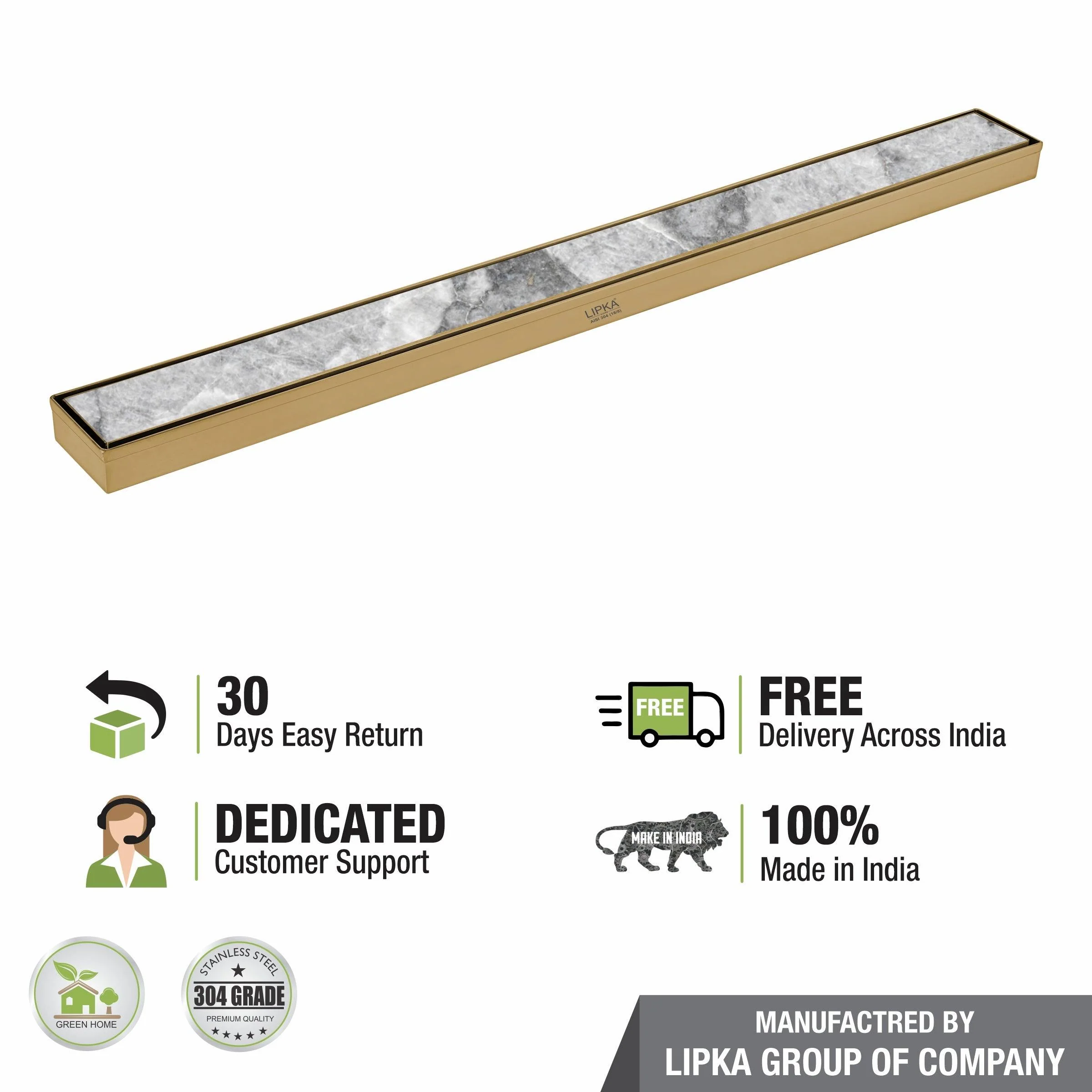 Marble Insert Shower Drain Channel - Yellow Gold (36 x 2 Inches) - LIPKA - Image 6