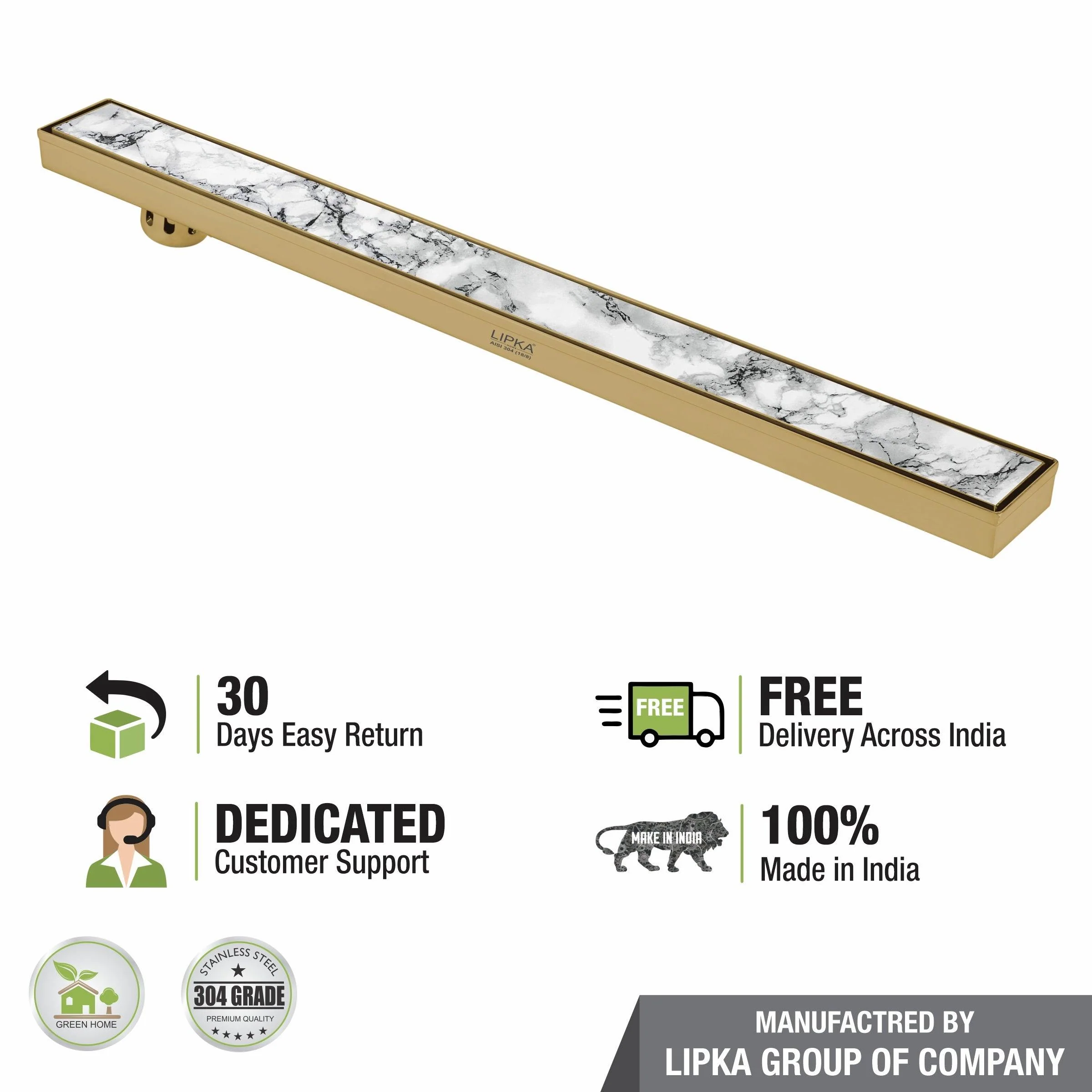 Marble Insert Shower Drain Channel - Yellow Gold (36 x 3 Inches) - LIPKA - Image 6