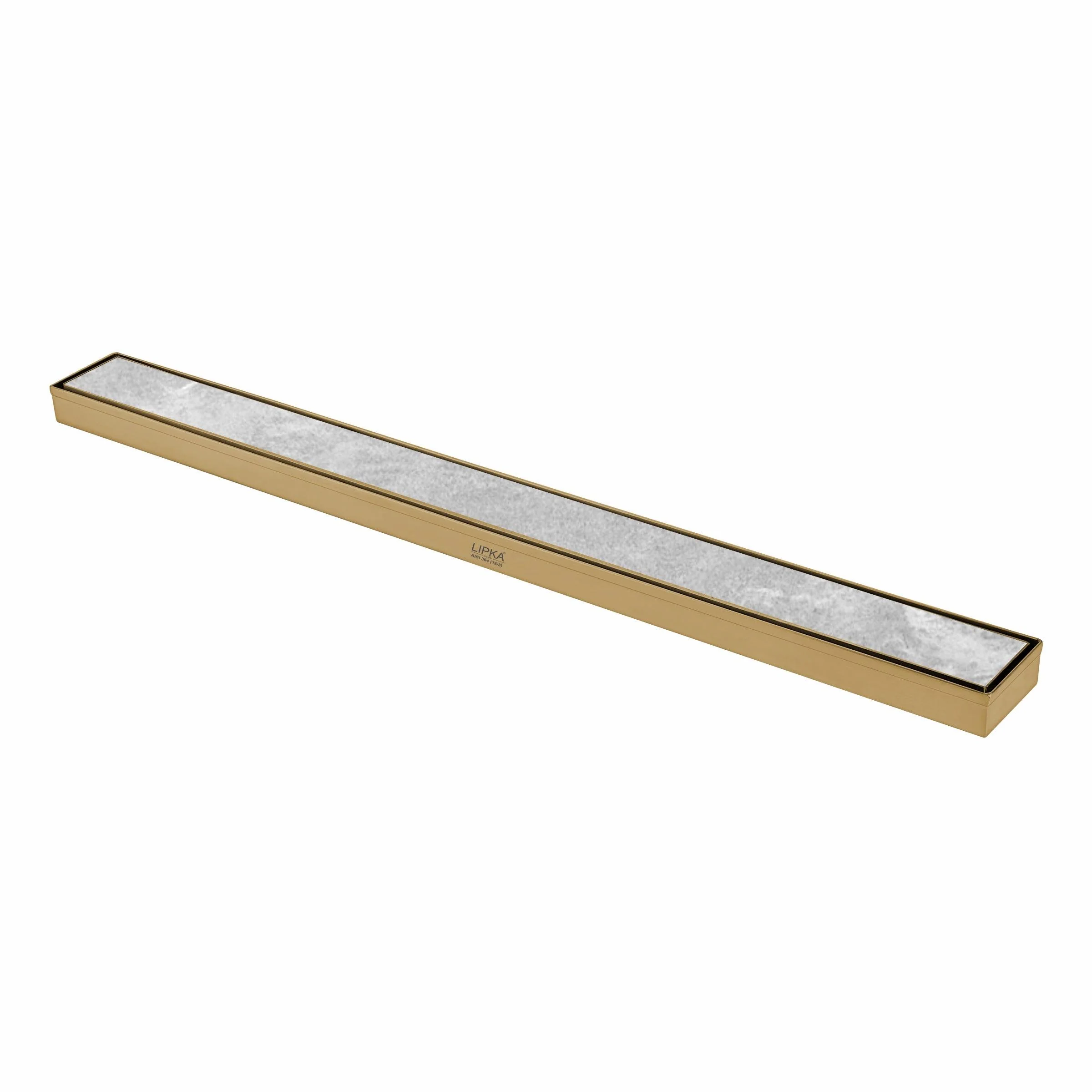 Marble Insert Shower Drain Channel - Yellow Gold (40 x 2 Inches) - LIPKA