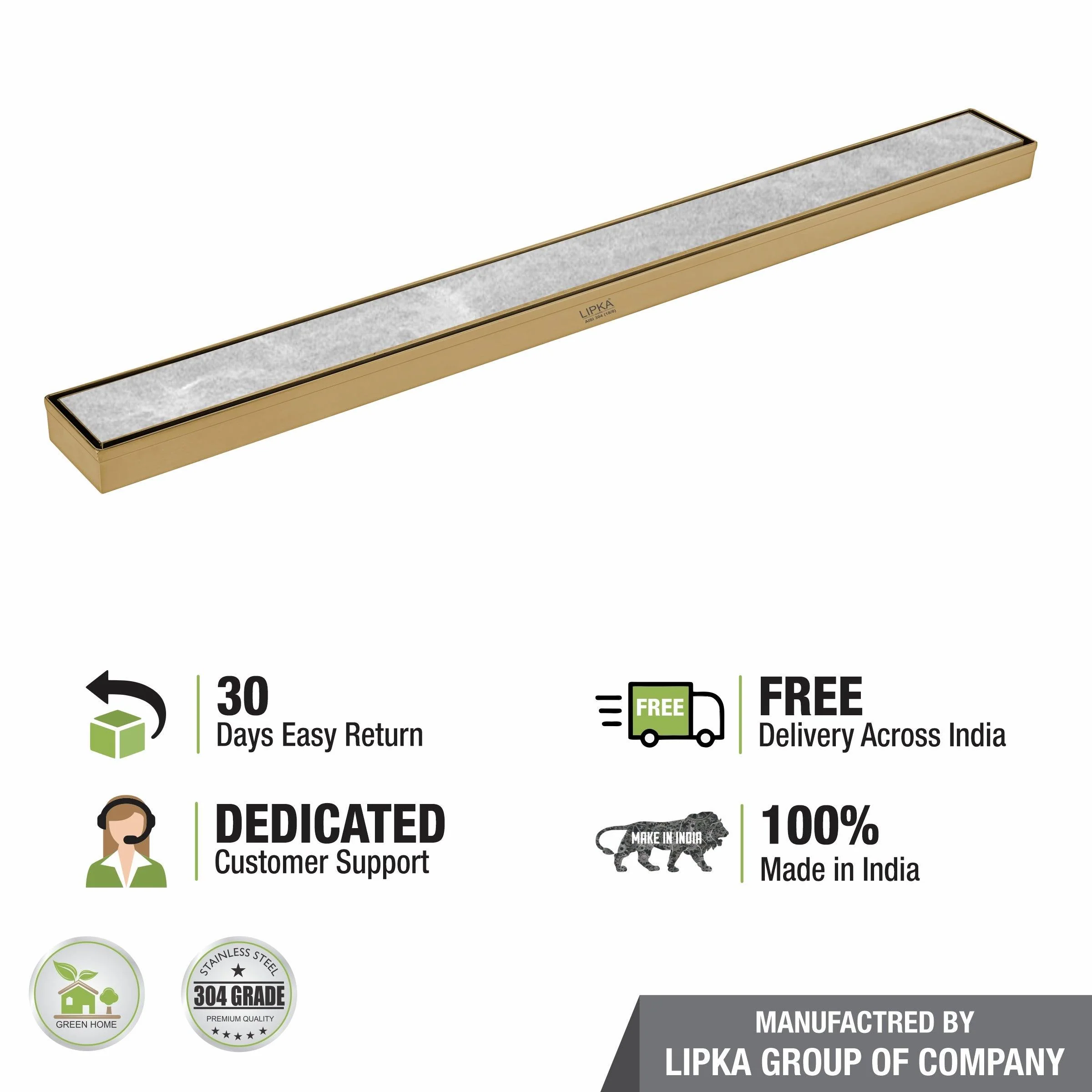 Marble Insert Shower Drain Channel - Yellow Gold (40 x 2 Inches) - LIPKA - Image 6
