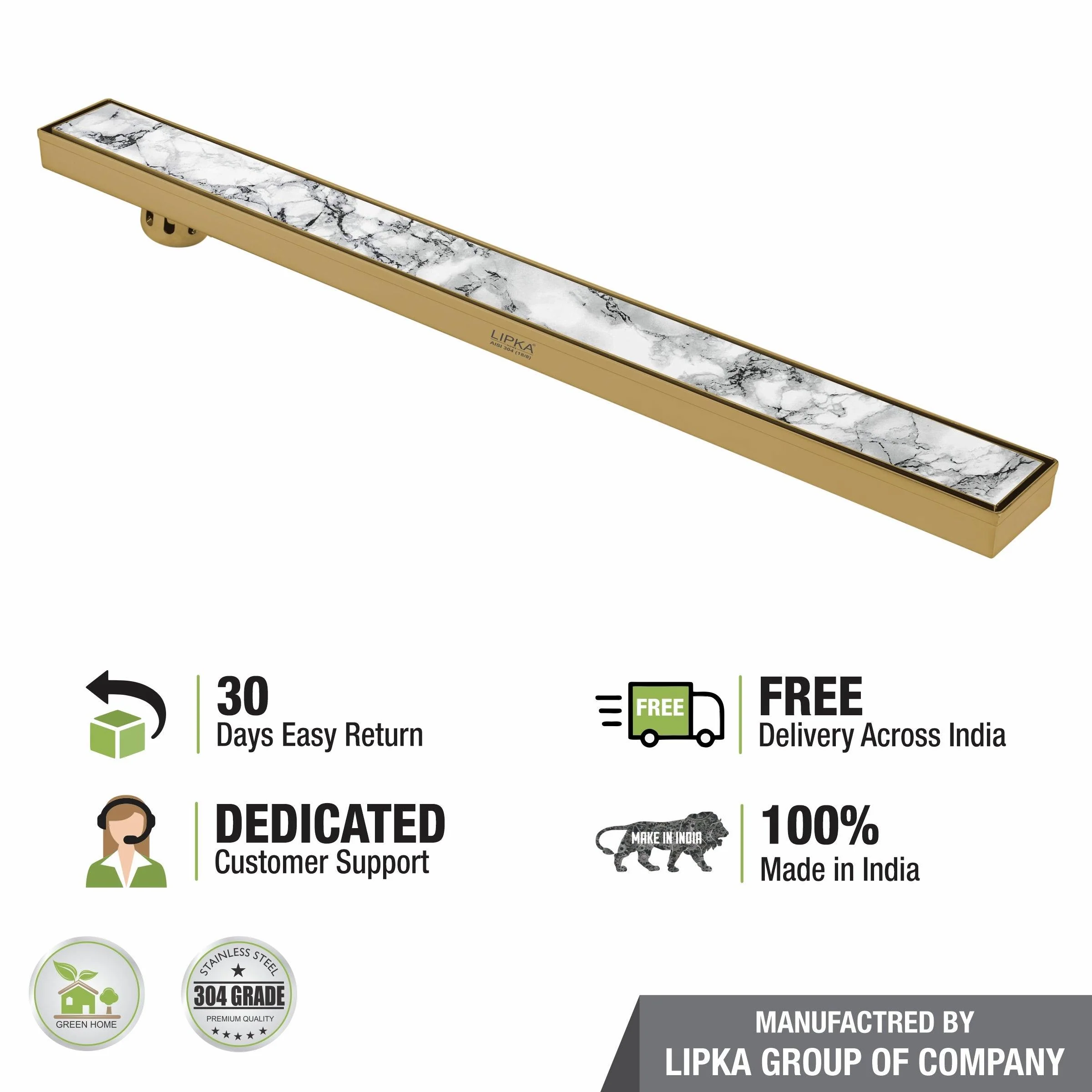 Marble Insert Shower Drain Channel - Yellow Gold (40 x 3 Inches) - LIPKA - Image 6