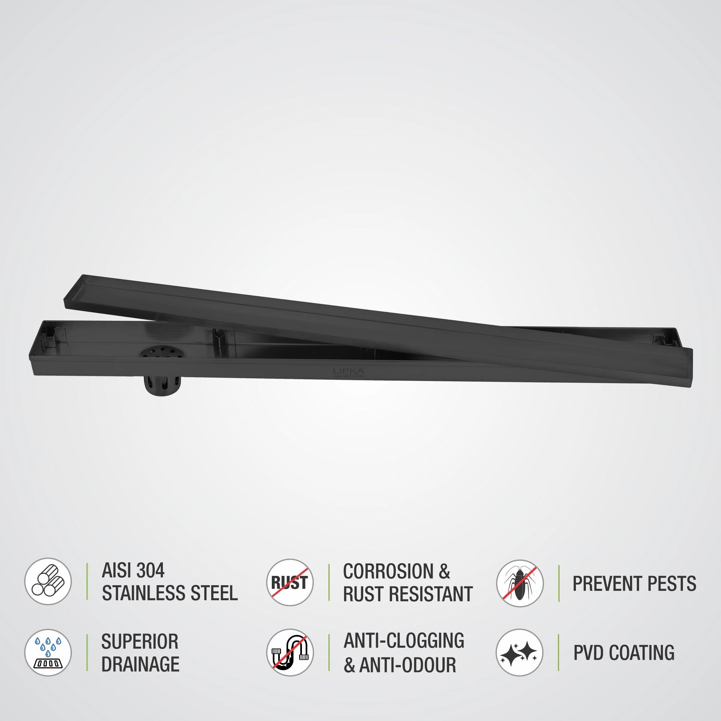 Marble Insert Shower Drain Channel - Black (48 x 3 Inches) - LIPKA - Image 4