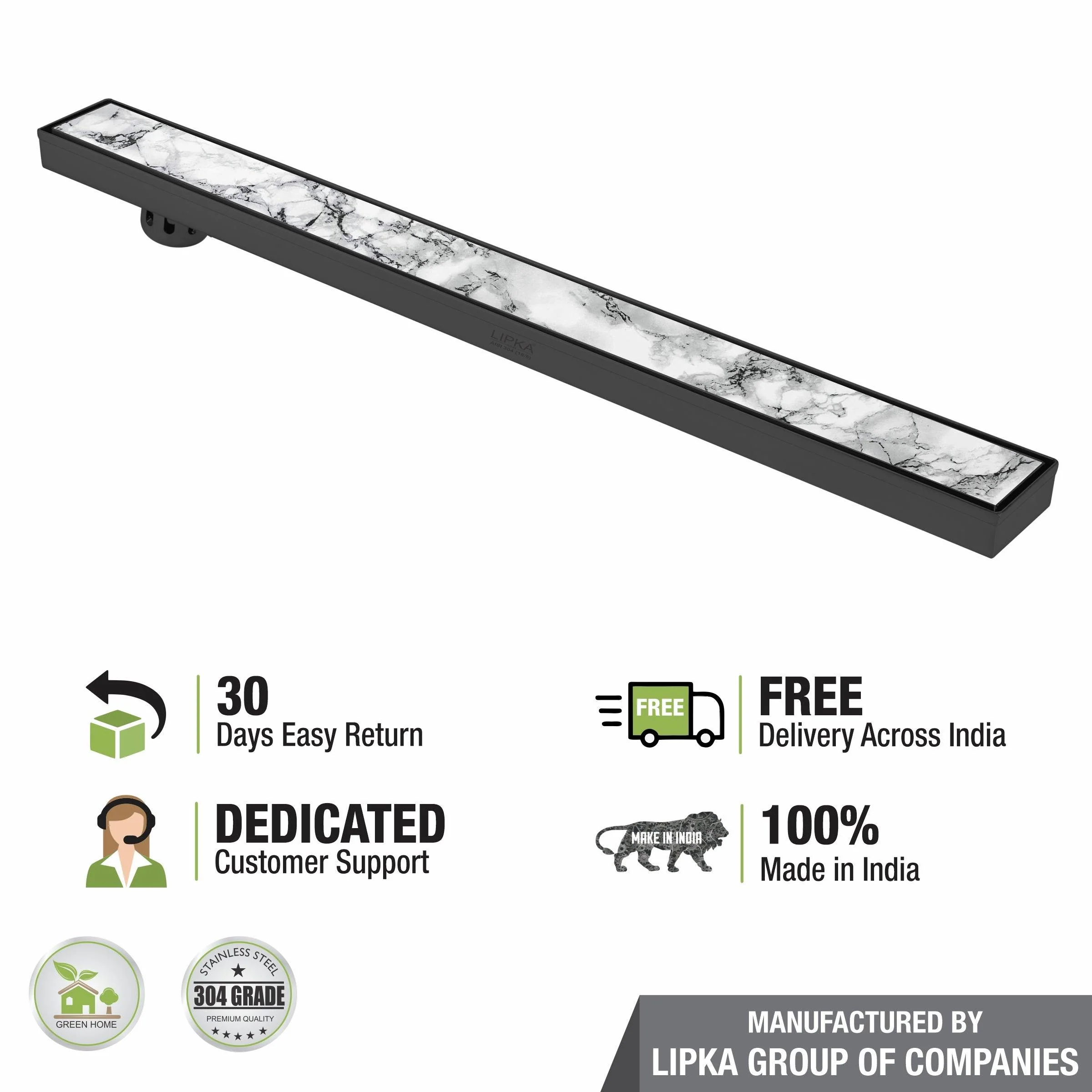 Marble Insert Shower Drain Channel - Black (48 x 3 Inches) - LIPKA - Image 5