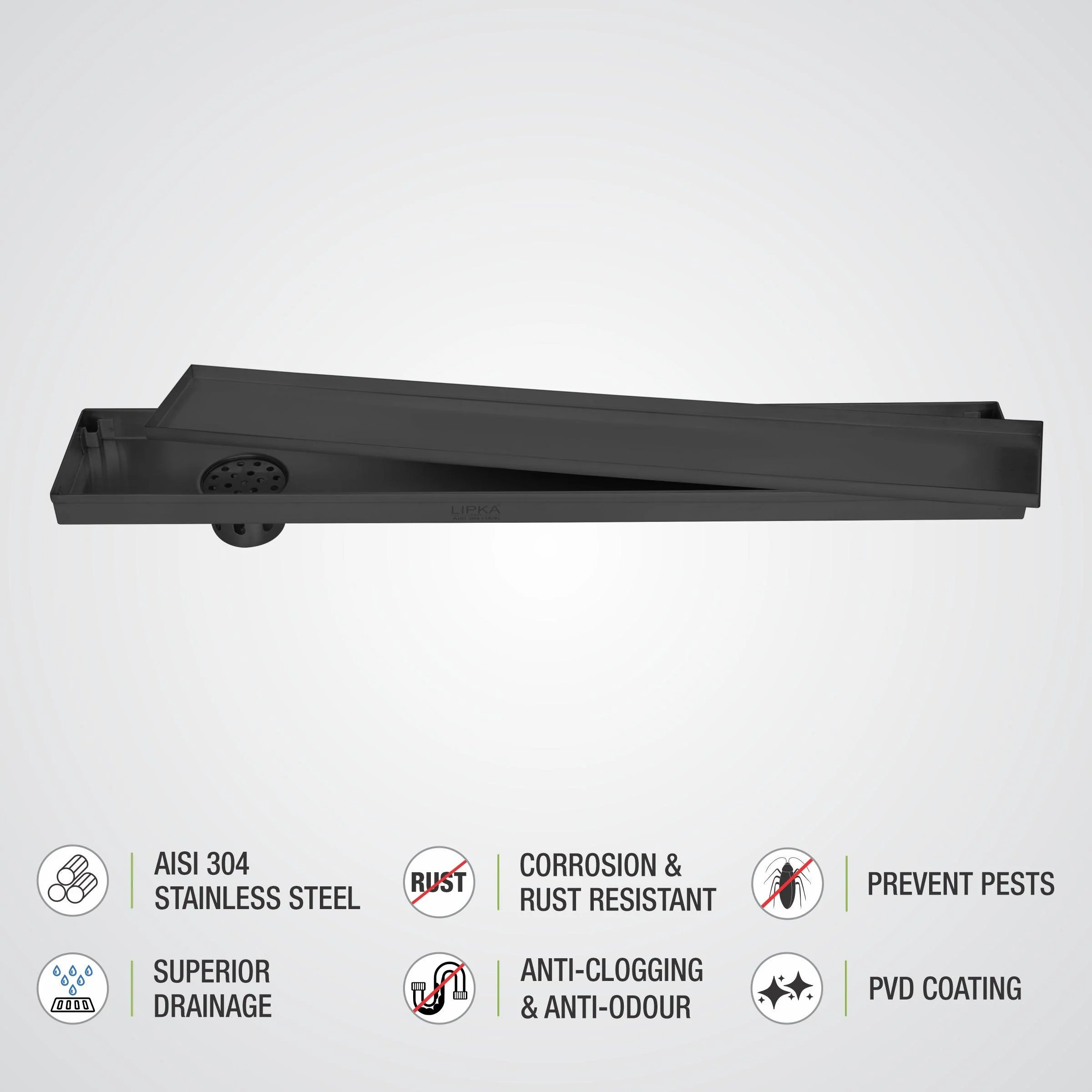 Marble Insert Shower Drain Channel - Black (48 x 4 Inches) - LIPKA - Image 4