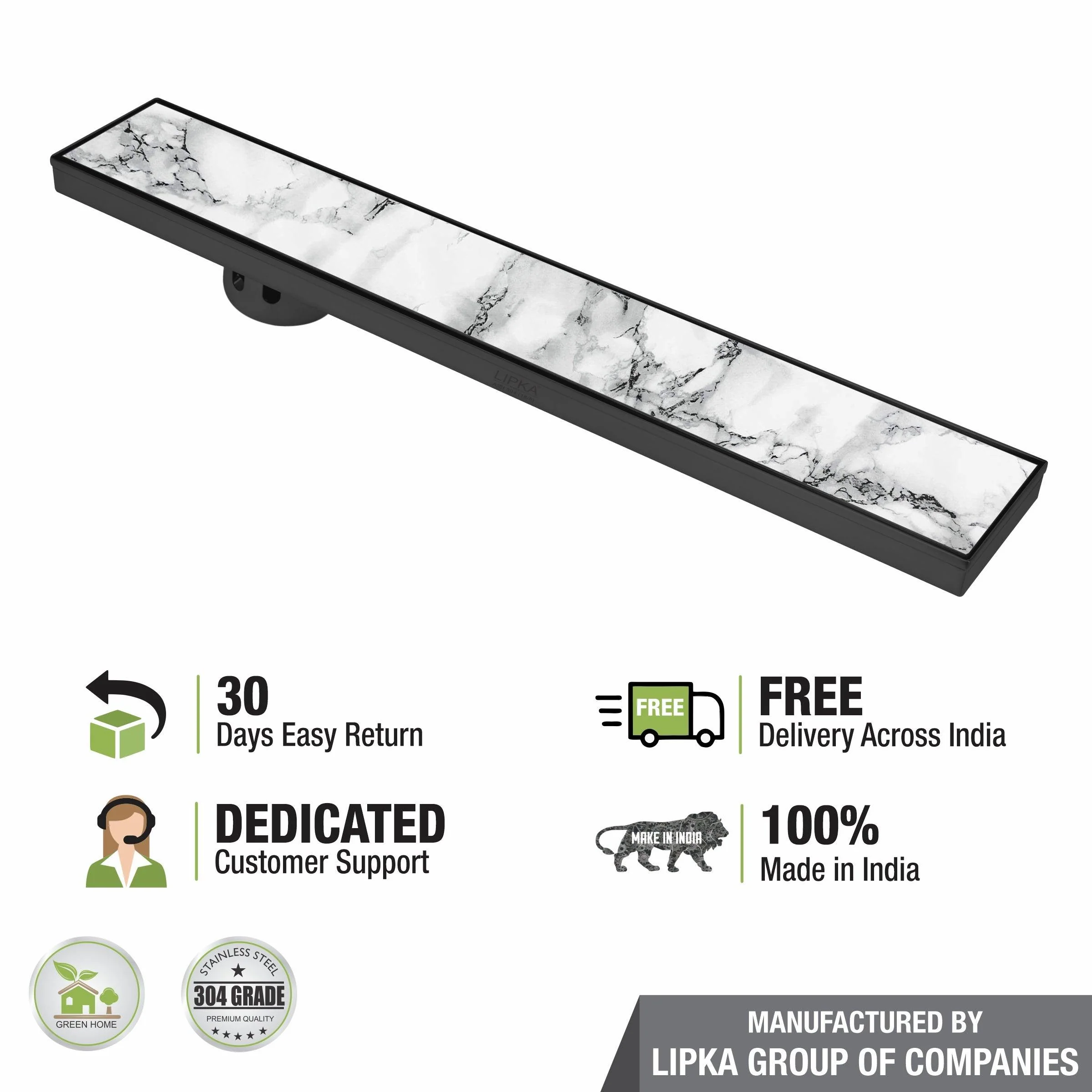 Marble Insert Shower Drain Channel - Black (48 x 4 Inches) - LIPKA - Image 5