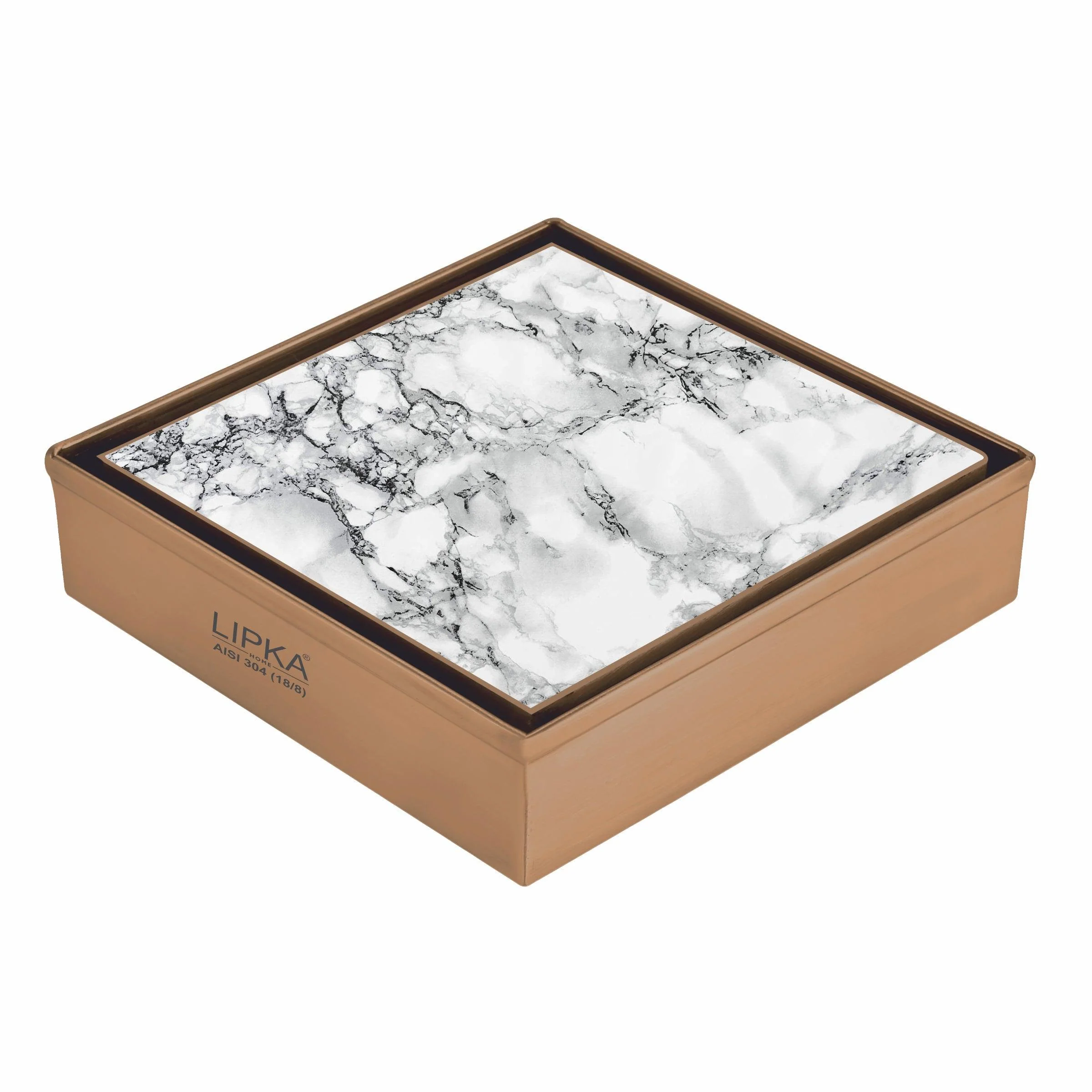 Marble Insert Square Floor Drain - Antique Copper (5 x 5 Inches) - LIPKA