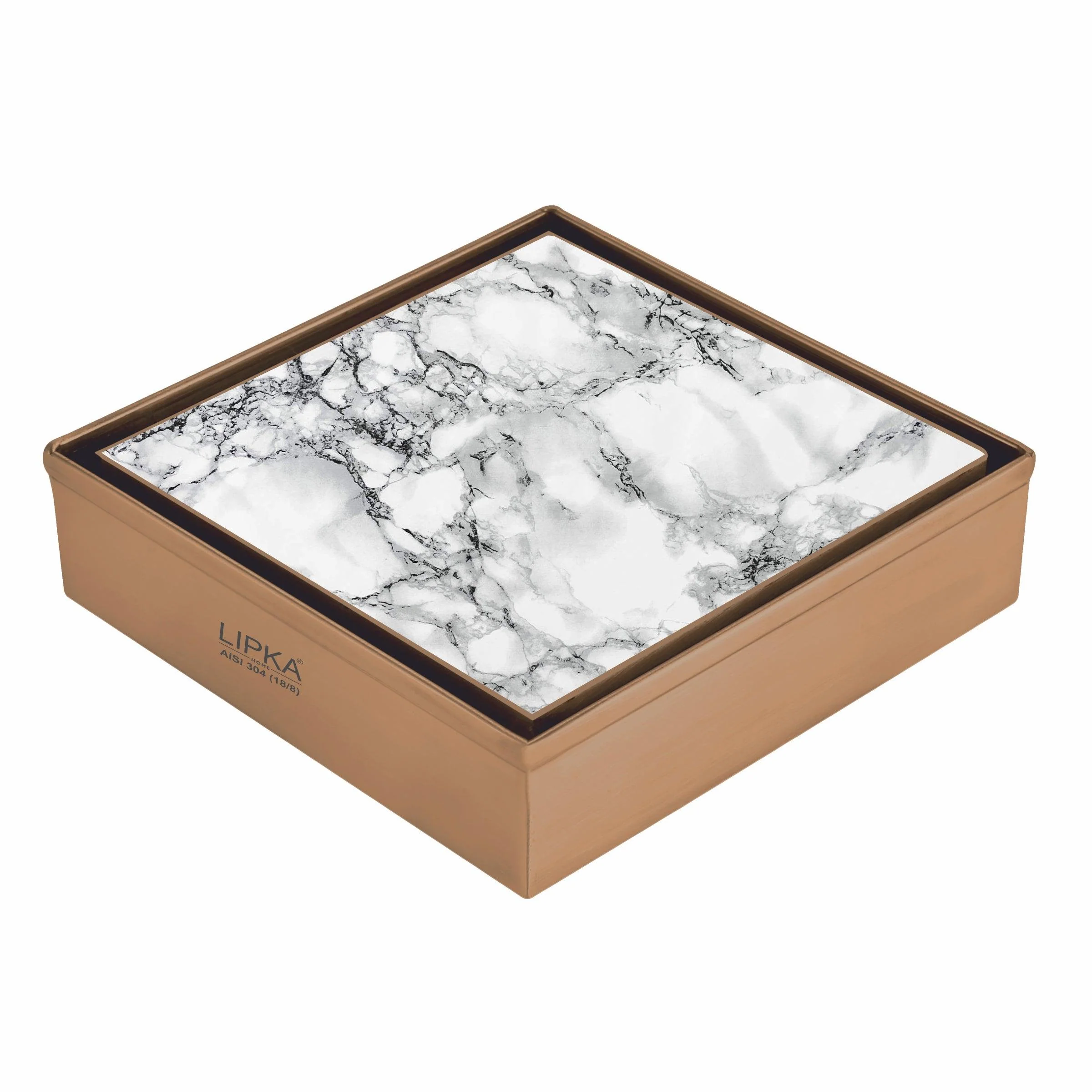 Marble Insert Square Floor Drain - Antique Copper (6 x 6 Inches) - LIPKA