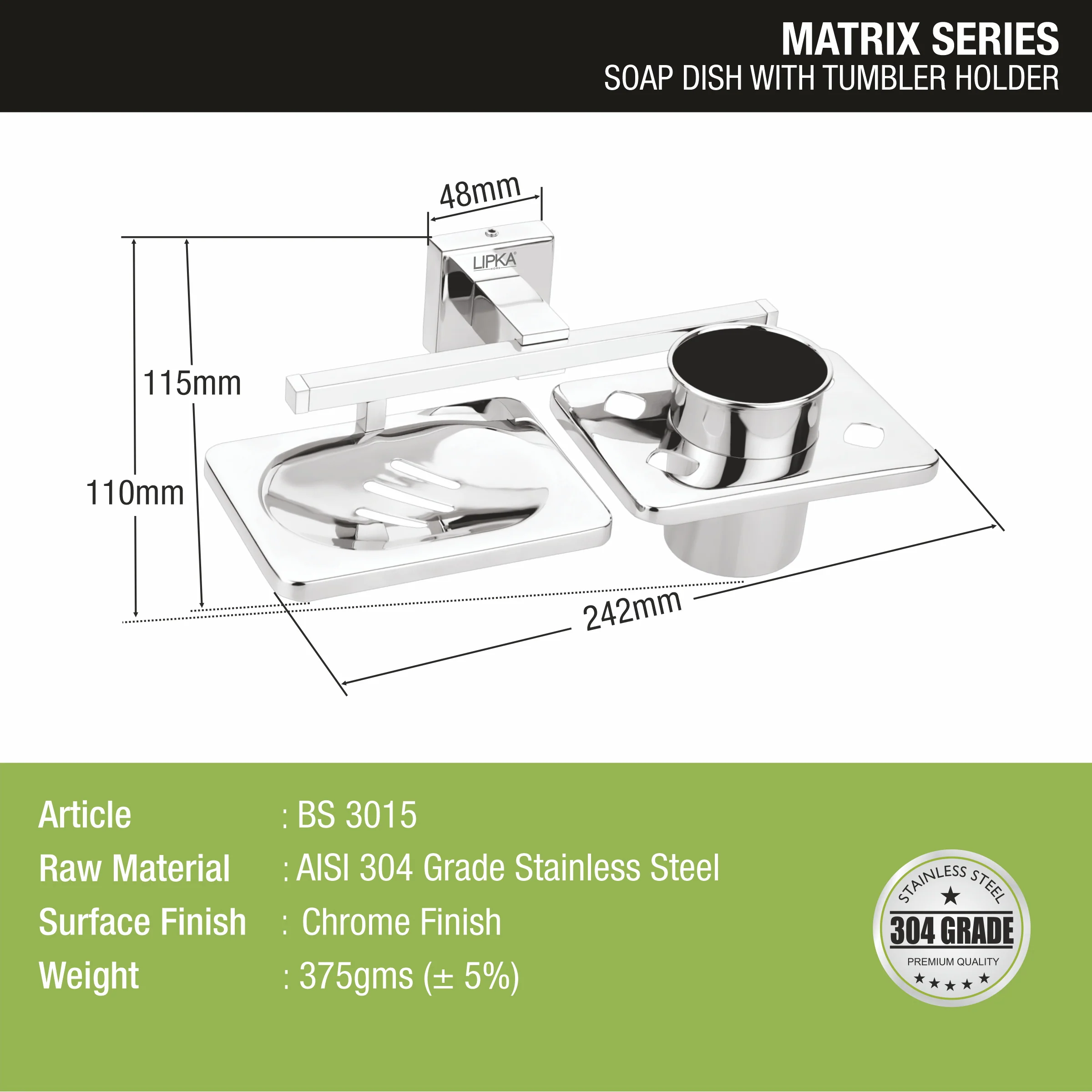 Matrix Soap Dish with Tumbler Holder - LIPKA - Image 3