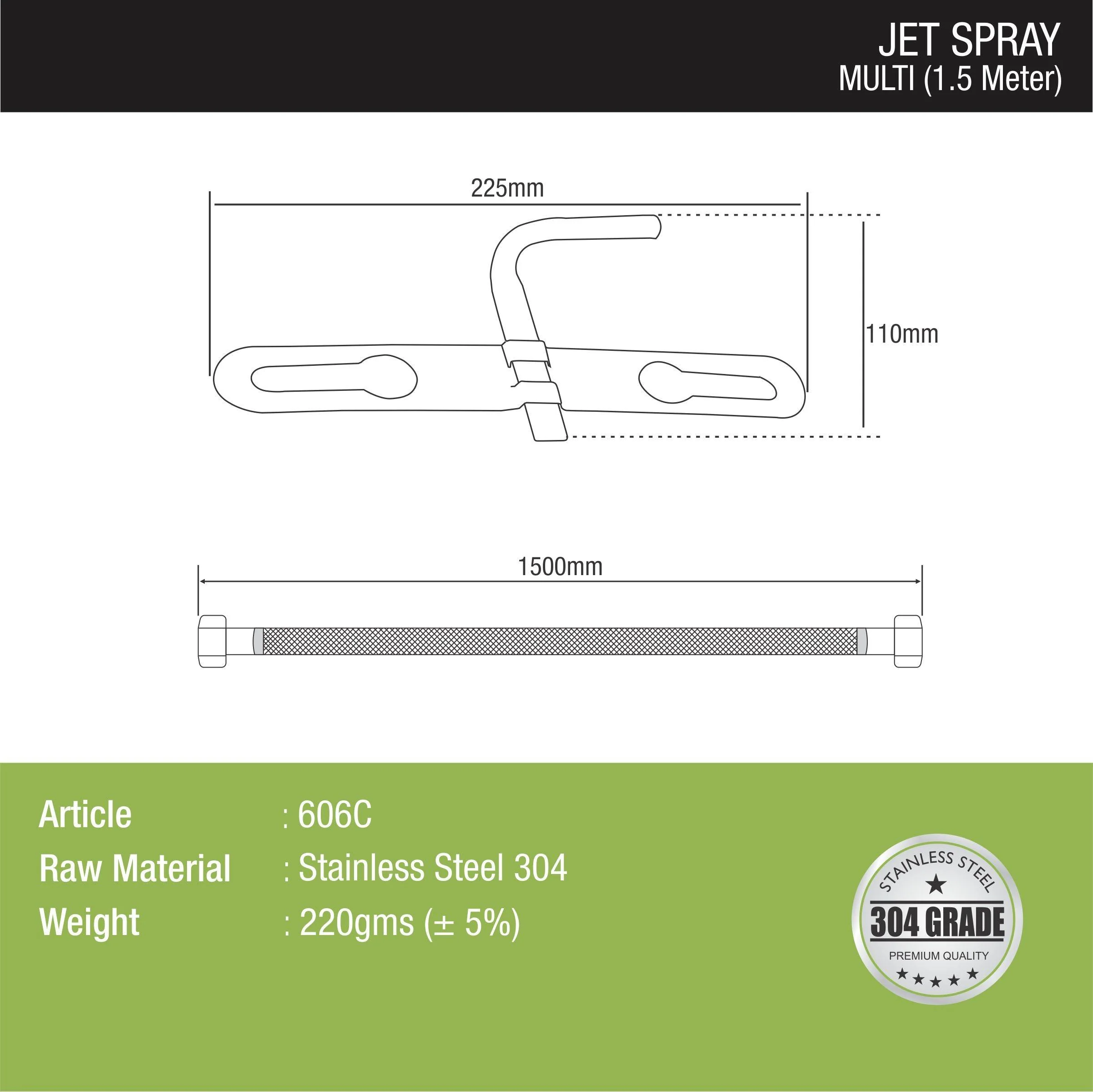 Multi Jet Spray with 304-Grade SS Holder & 1.5 Meter Hose - LIPKA - Image 2