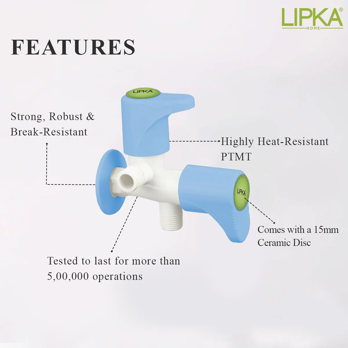 Nobel Two Way Angle Valve PTMT Faucet (Double Handle) - LIPKA - Image 2